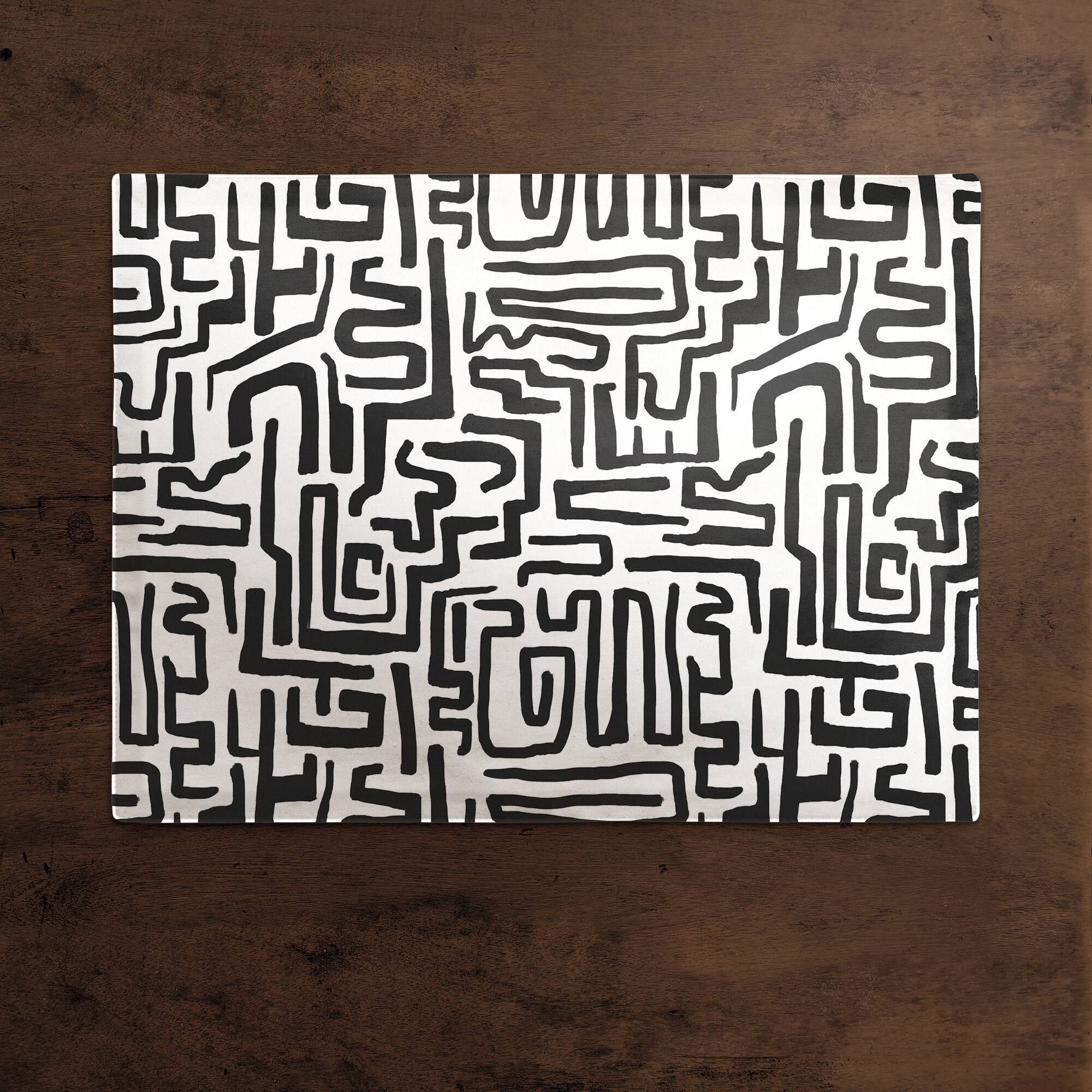 Black Maze Lines Cotton Twill Placemat