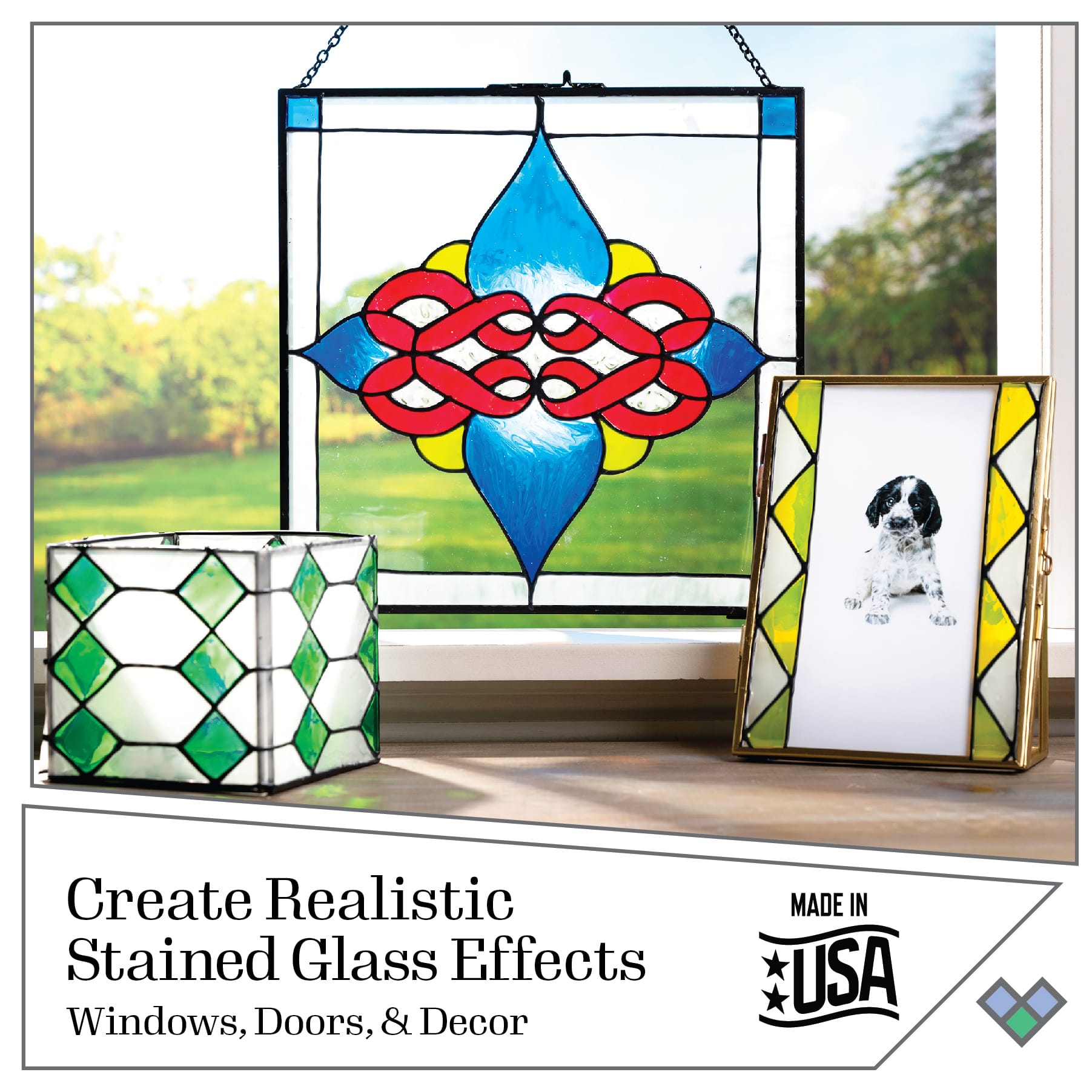 Vintage PLAID Gallery Glass Bevel Etched DIY Liquid Leading Complete Kit  NIB!