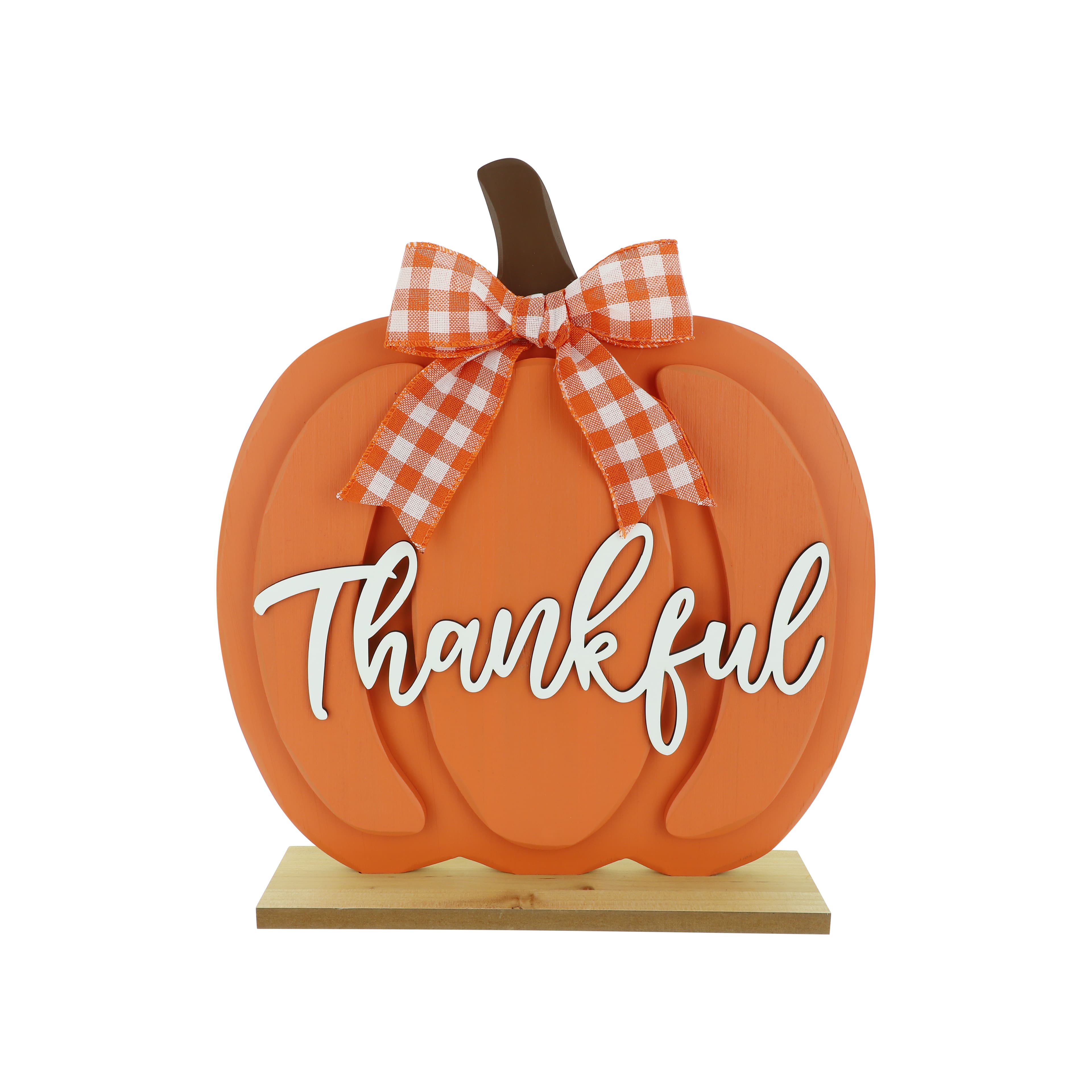15.5" Thankful Pumpkin with Ribbon Tabletop Décor by Ashland®