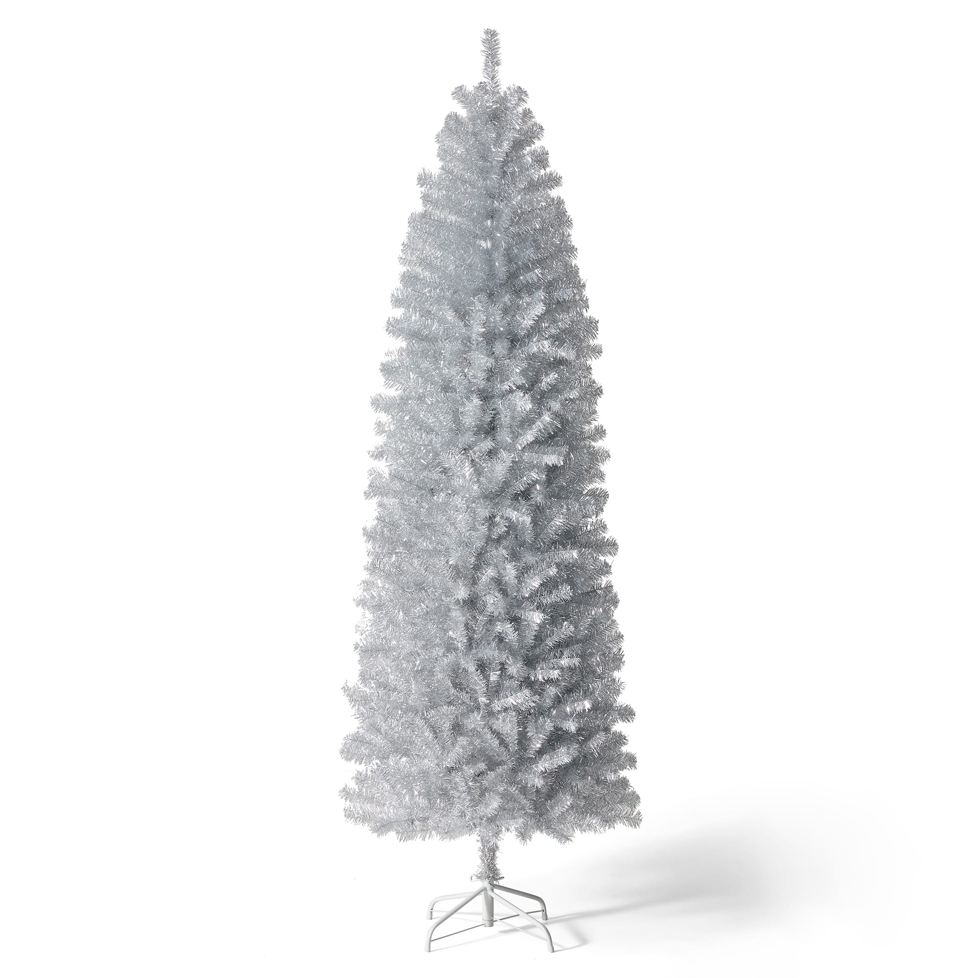 7.5ft. Unlit Silver Pencil Tinsel Artificial Christmas Tree