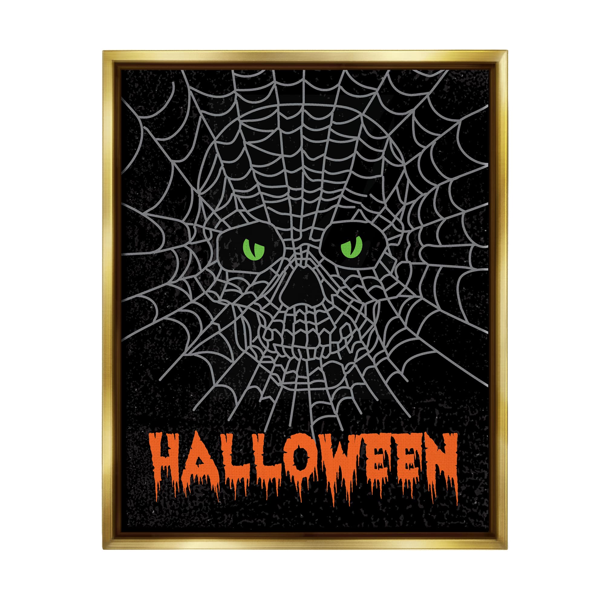 Stupell Industries Spooky Halloween Spider Web Skull Framed Floater Canvas Wall Art