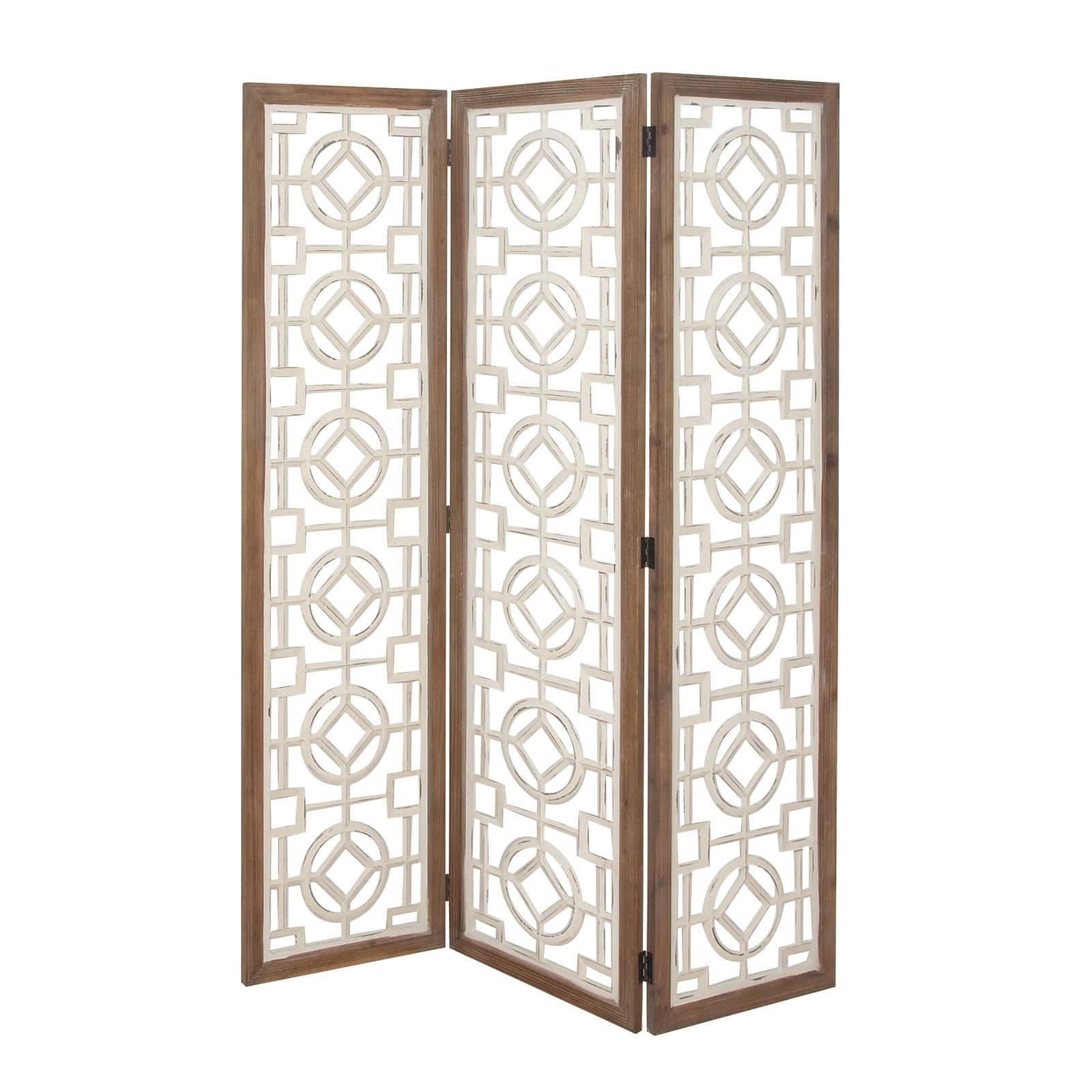 White Wood Farmhouse Room Divider Screen, 72&#x22; x 54&#x22; x 1&#x22;