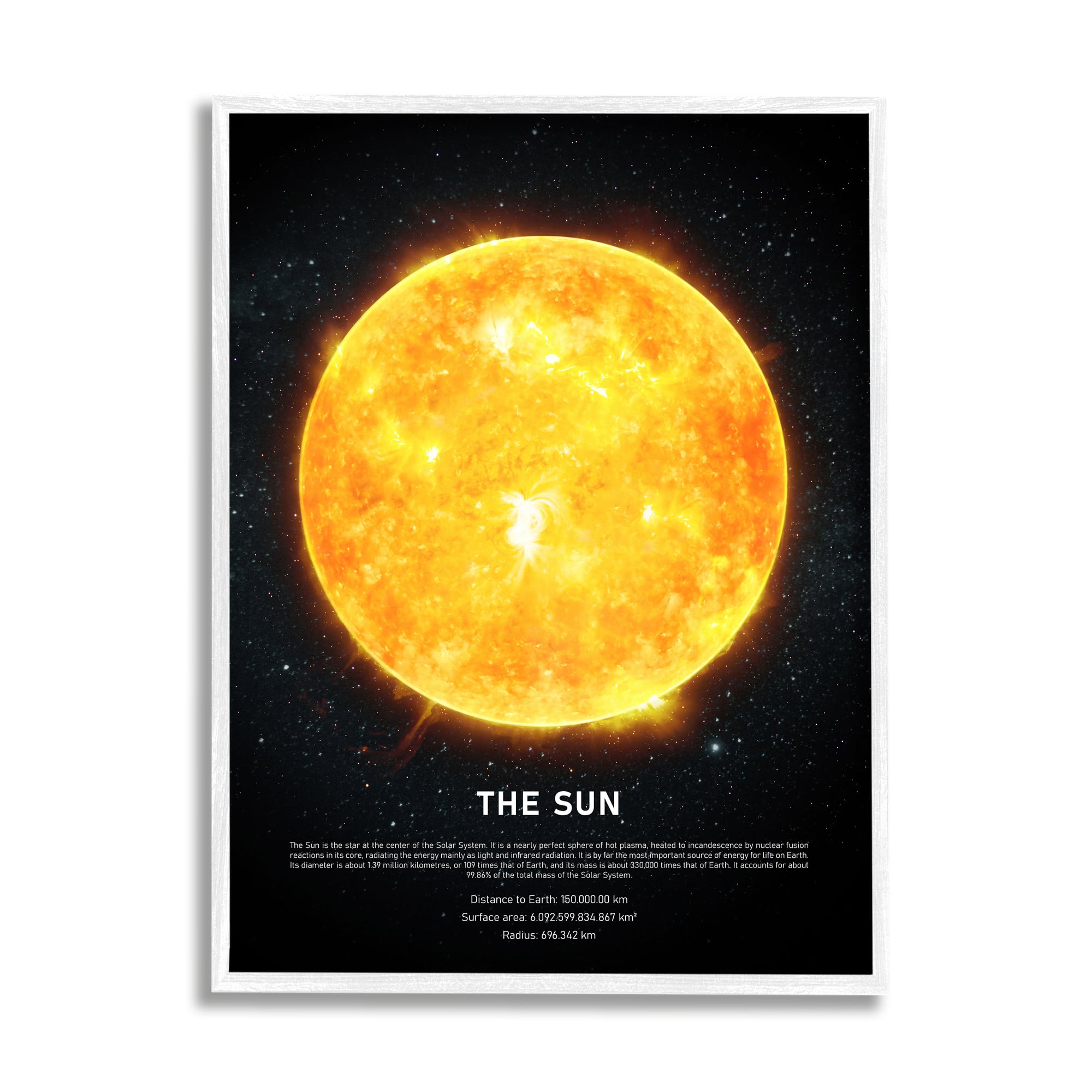 Stupell Industries Milky Way Sun Infographic Outer Space Astrological Facts in White Frame Wall Art