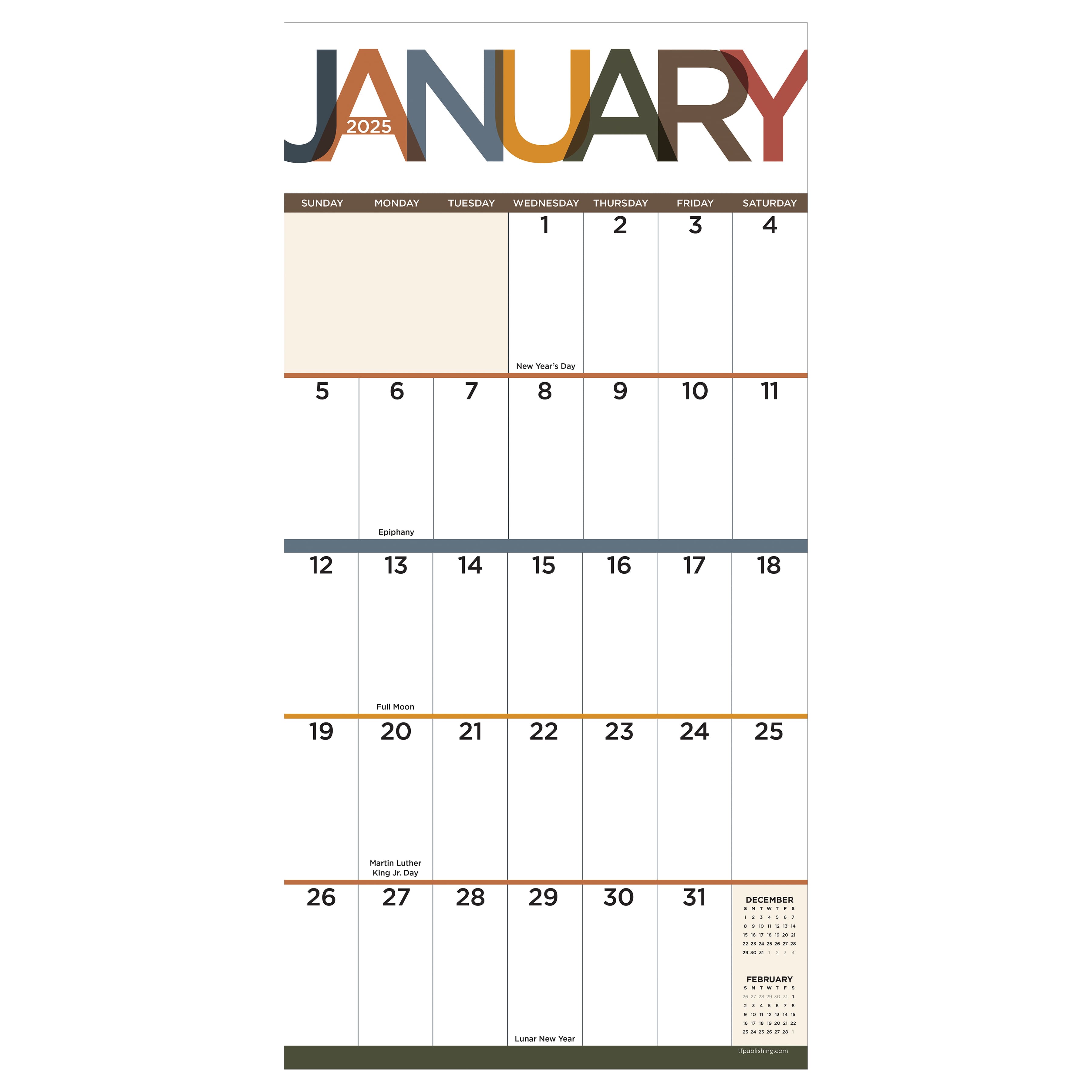 TF Publishing 2025 Big Print Wall Calendar