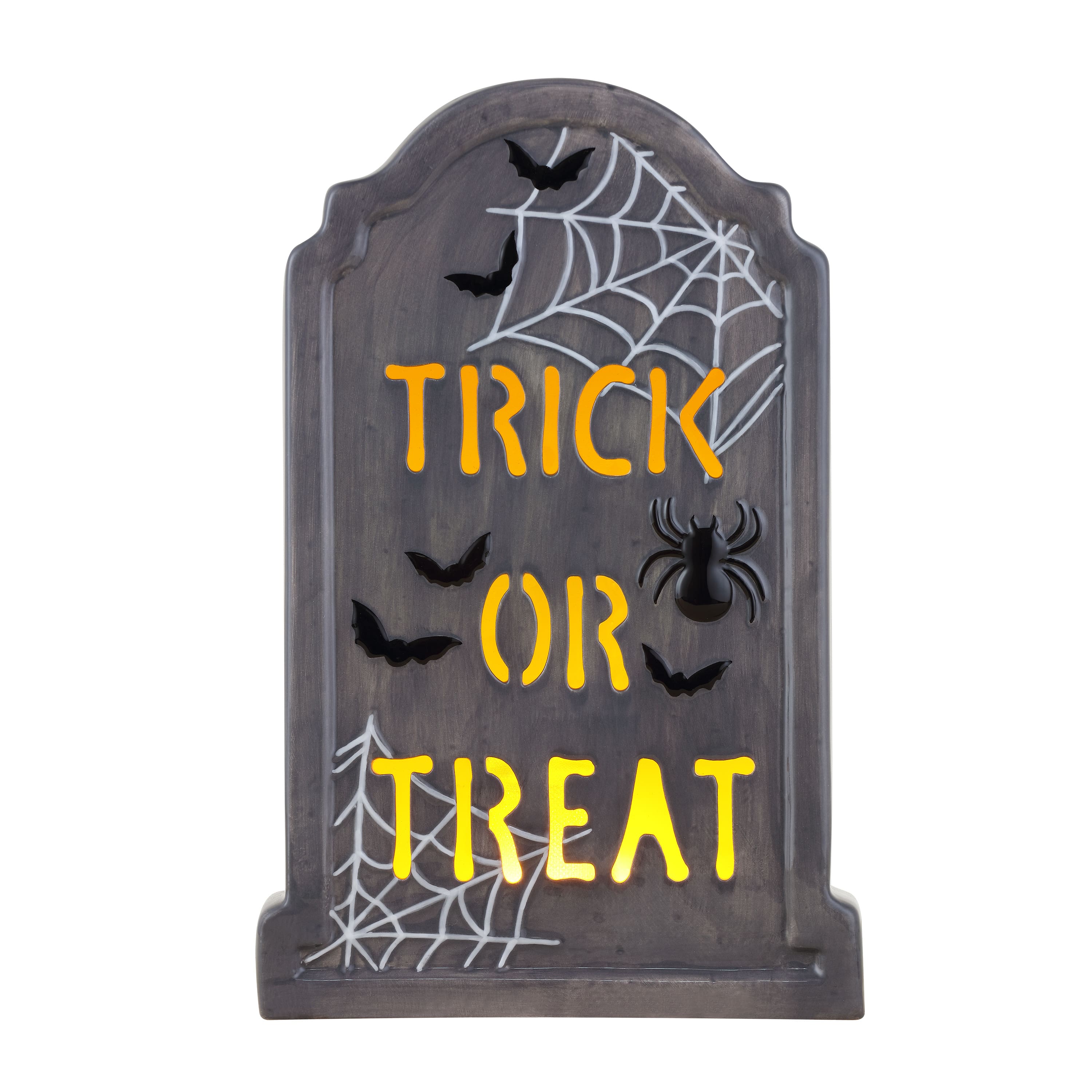Mr. Halloween 10&#x22; Ceramic LED Trick Or Treat Tombstone