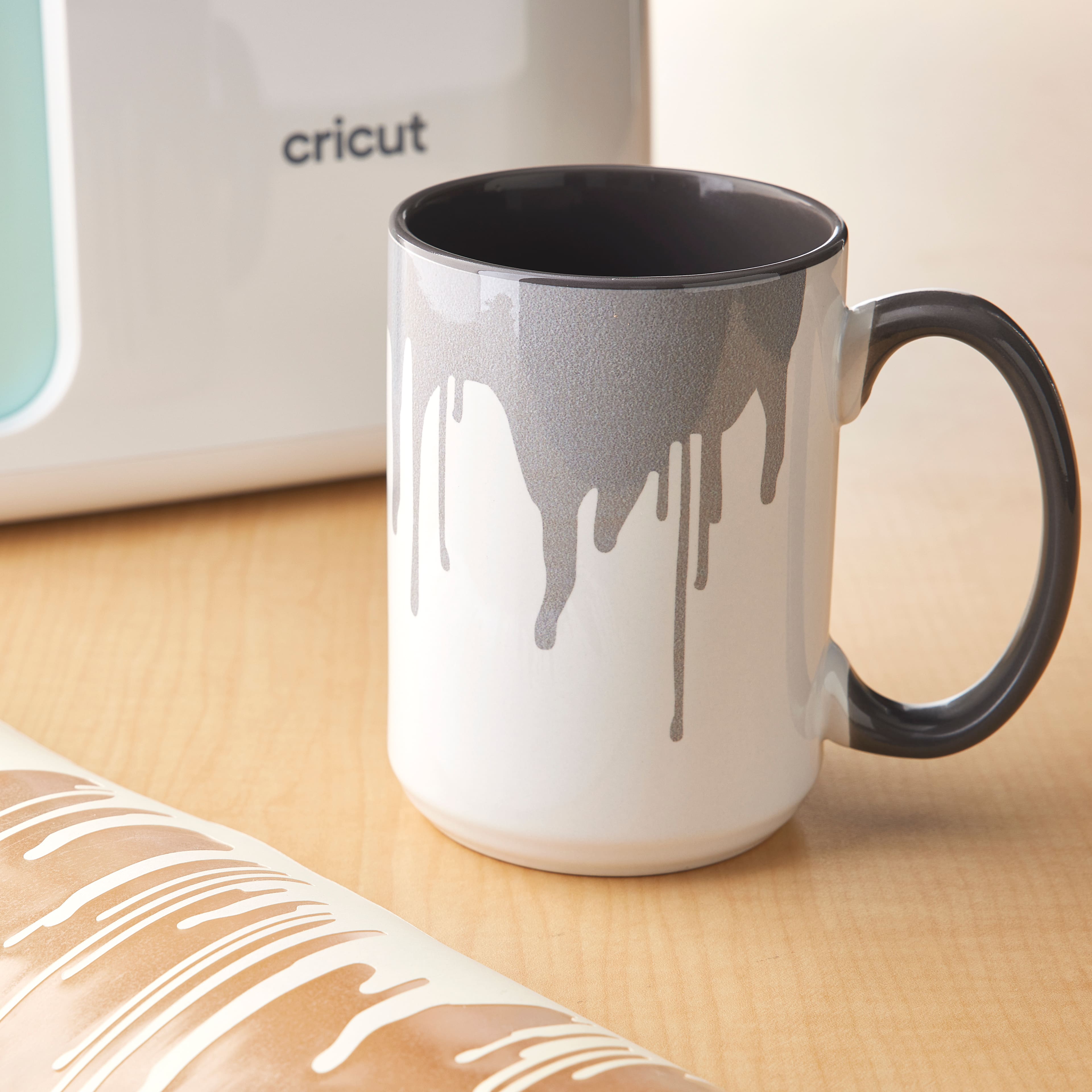 Tasses en céramique blanche et grise vierge de 425 ml de Cricut