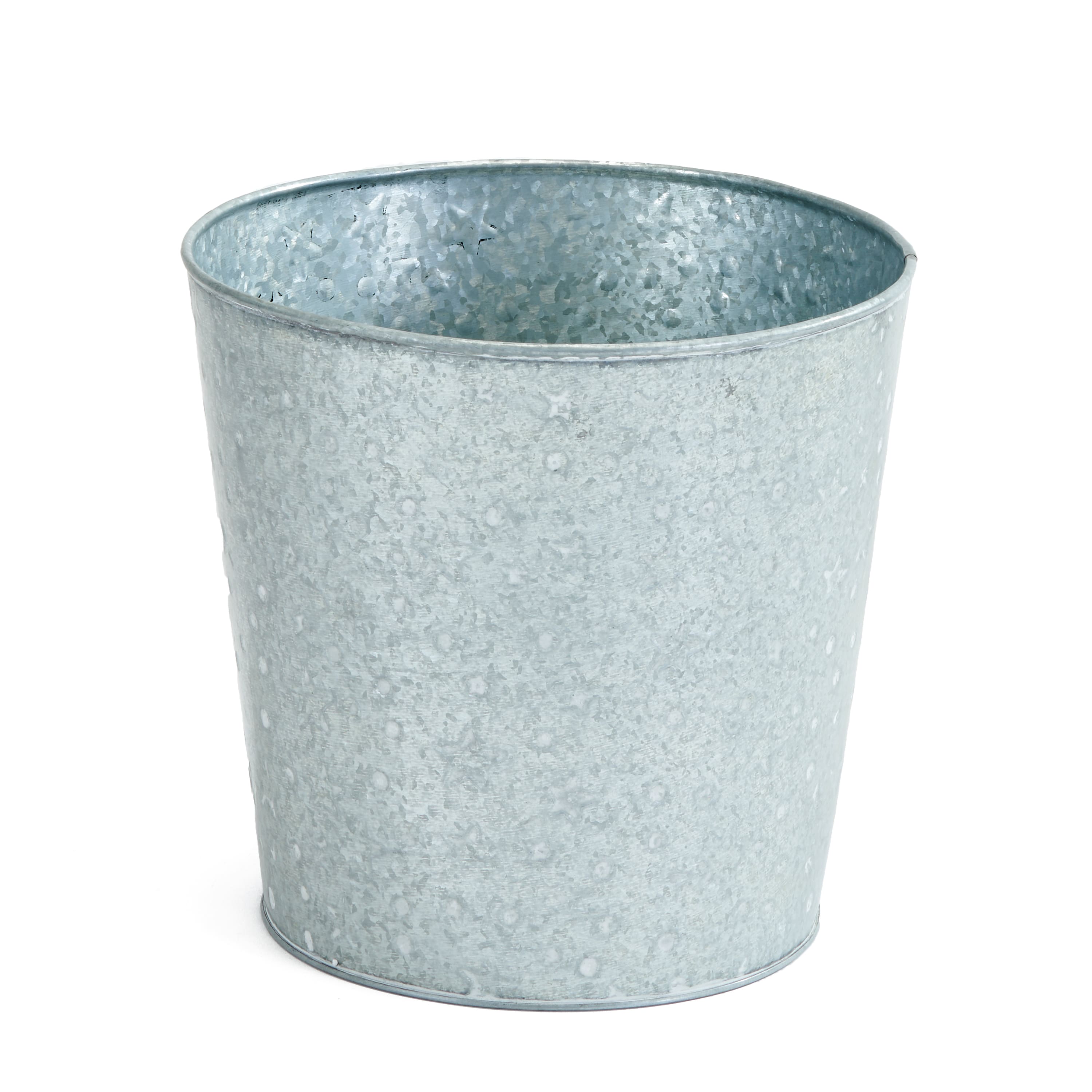 Galvanized Metal Christmas Planter Bucket with White Stars & Dots Sets, 2ct.