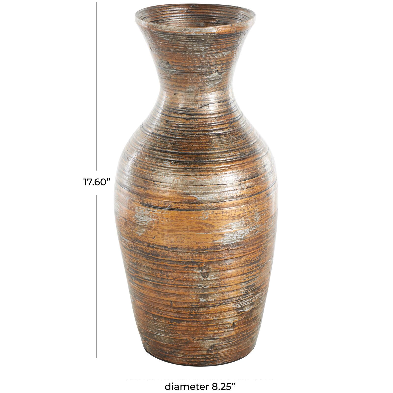 Brown Bamboo Wood Antique Inspired Vase