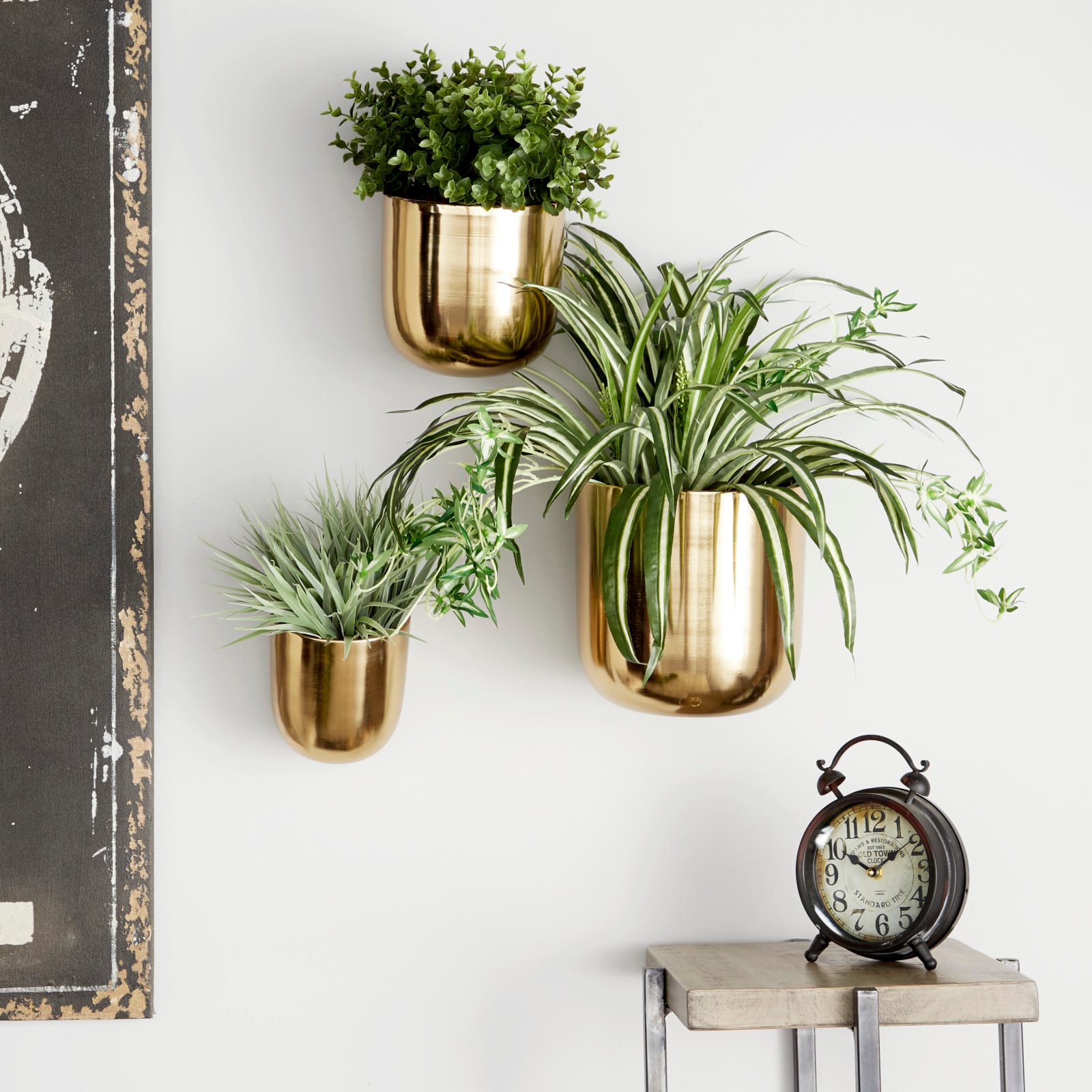 Gold Metal Contemporary Planter Set