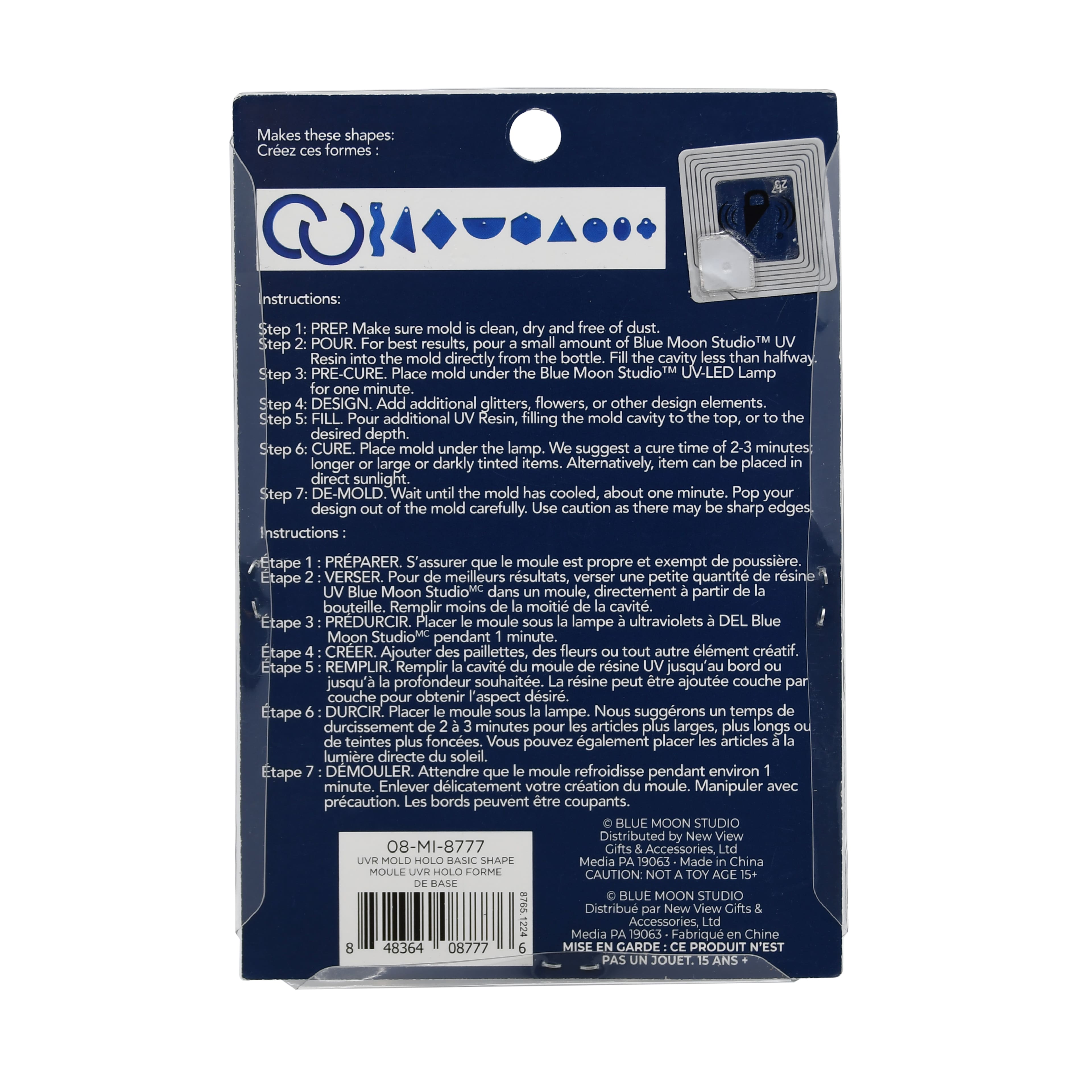 Blue Moon Studio™ UV Resin Craft Holographic Basic Shapes Silicone Mold