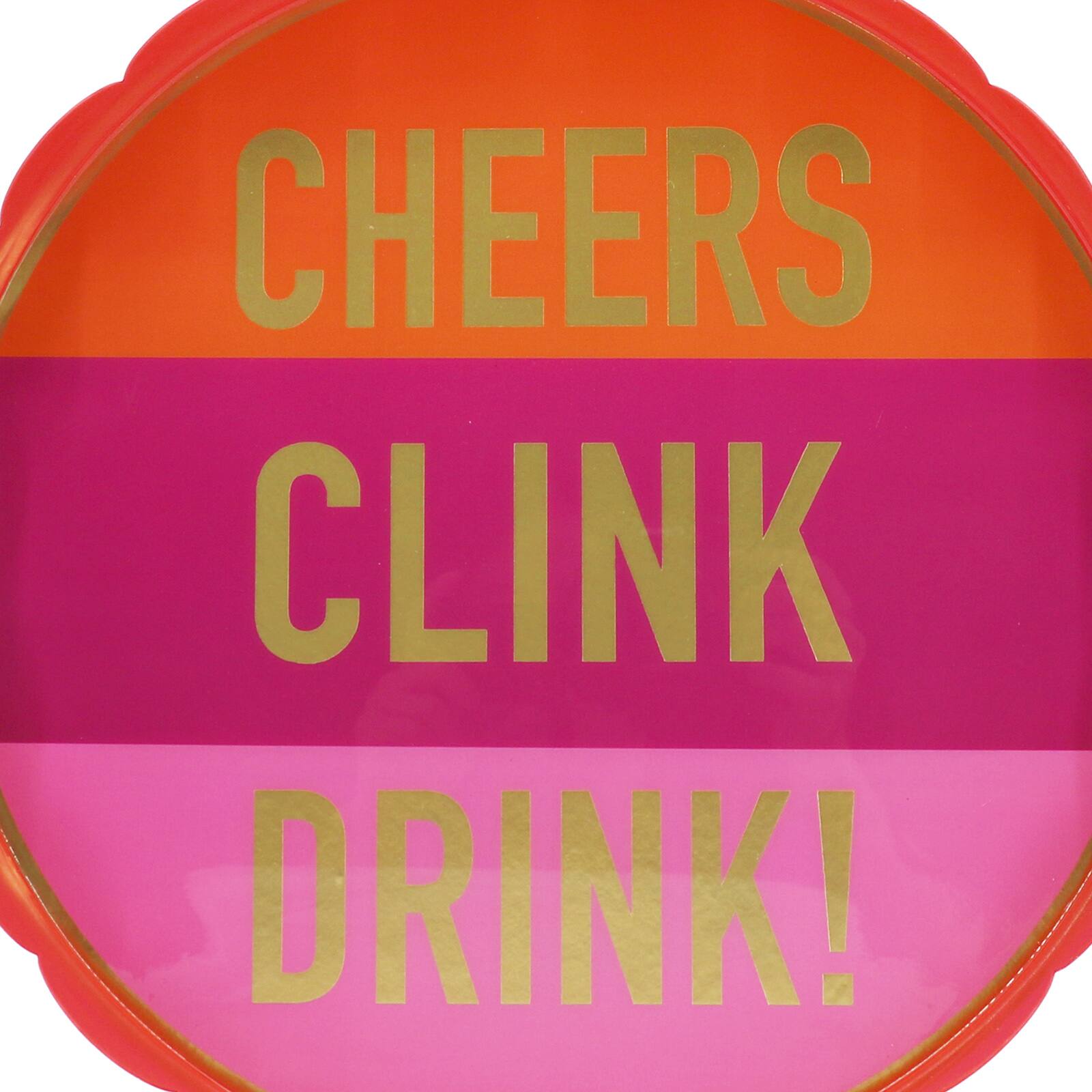 13" Pink & Orange Cheers, Clink, Drink! Metal Tabletop Tray by Ashland®