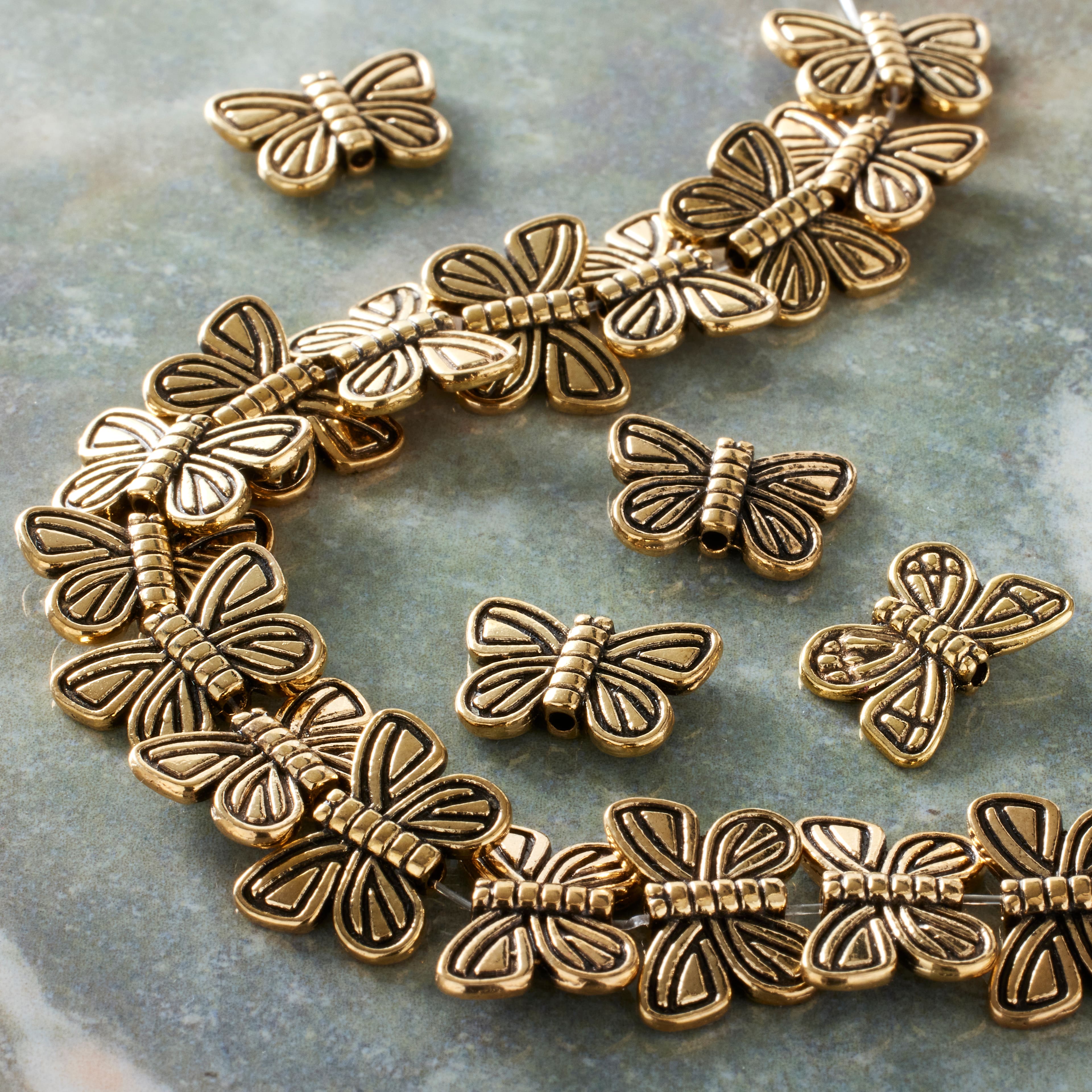 Antique Gold Metal Butterfly Beads, 15mm by Bead Landing™