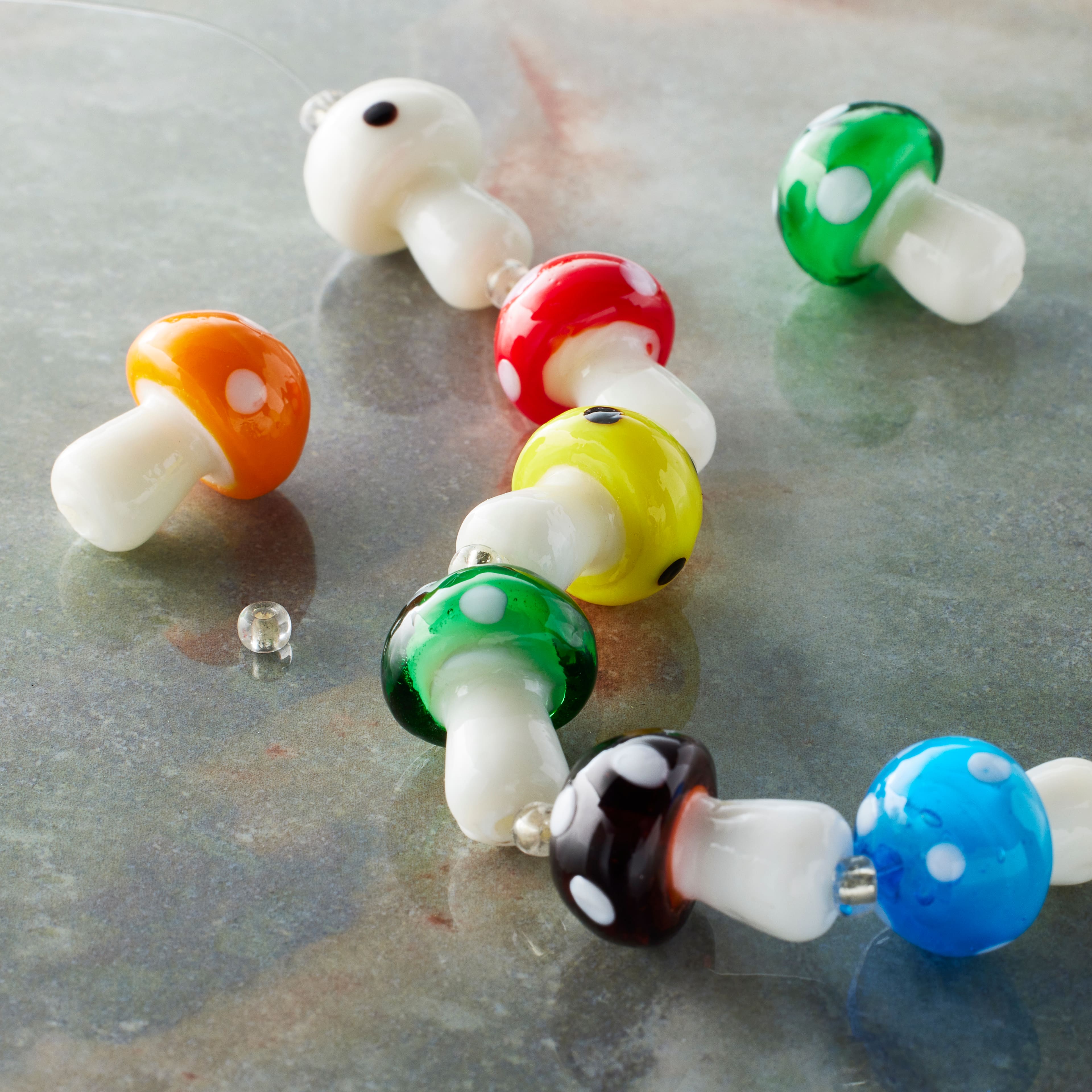 12 Packs: 8 ct. (96 total) Mushroom Lampwork Glass Bead Mix by Bead Landing™