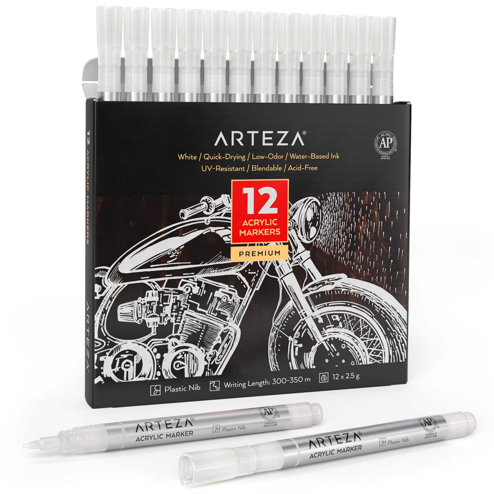 Arteza® White Acrylic Paint Markers, 12ct.