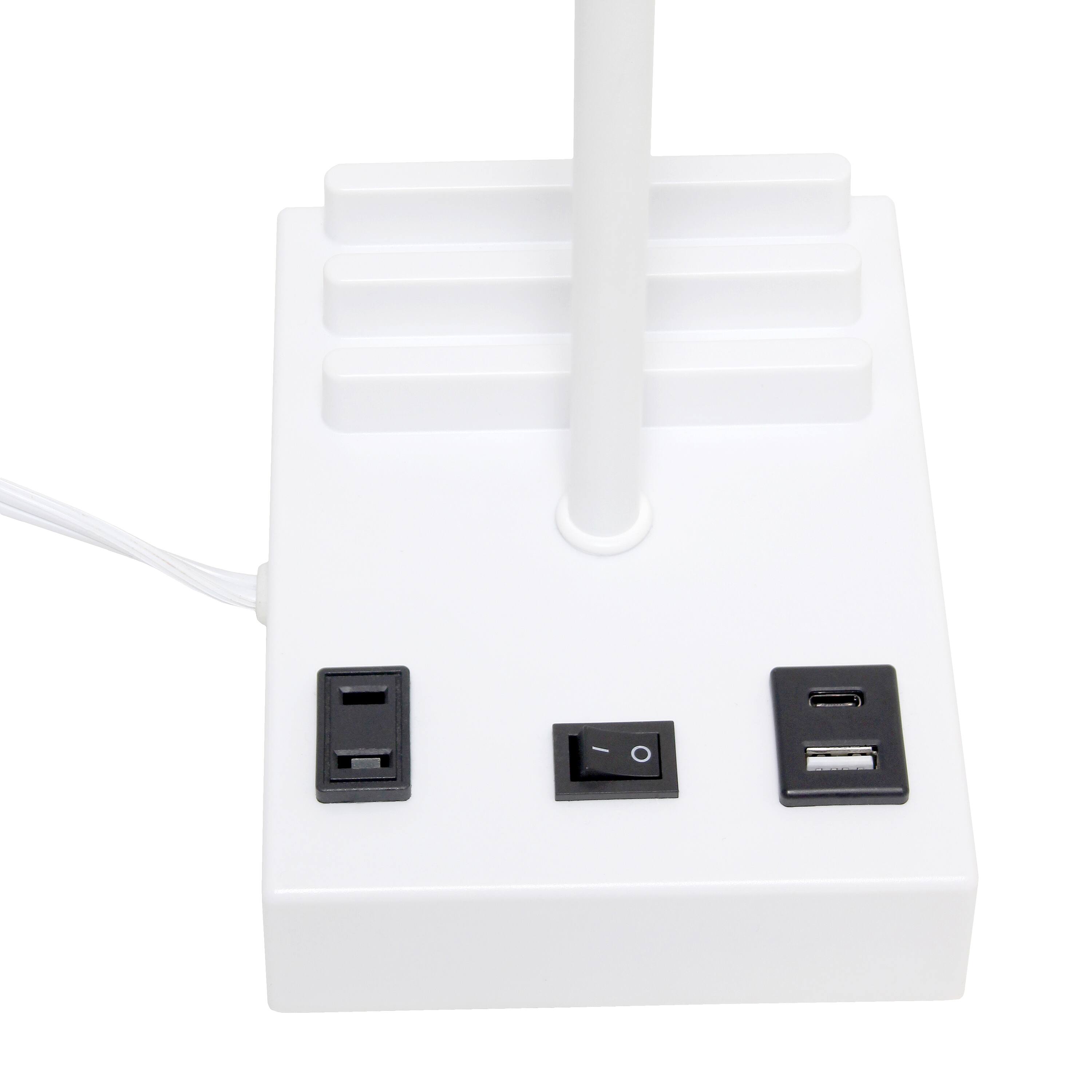 Simple Designs 15.3&#x22; Table Lamp with 2 USB Ports &#x26; Charging Outlet