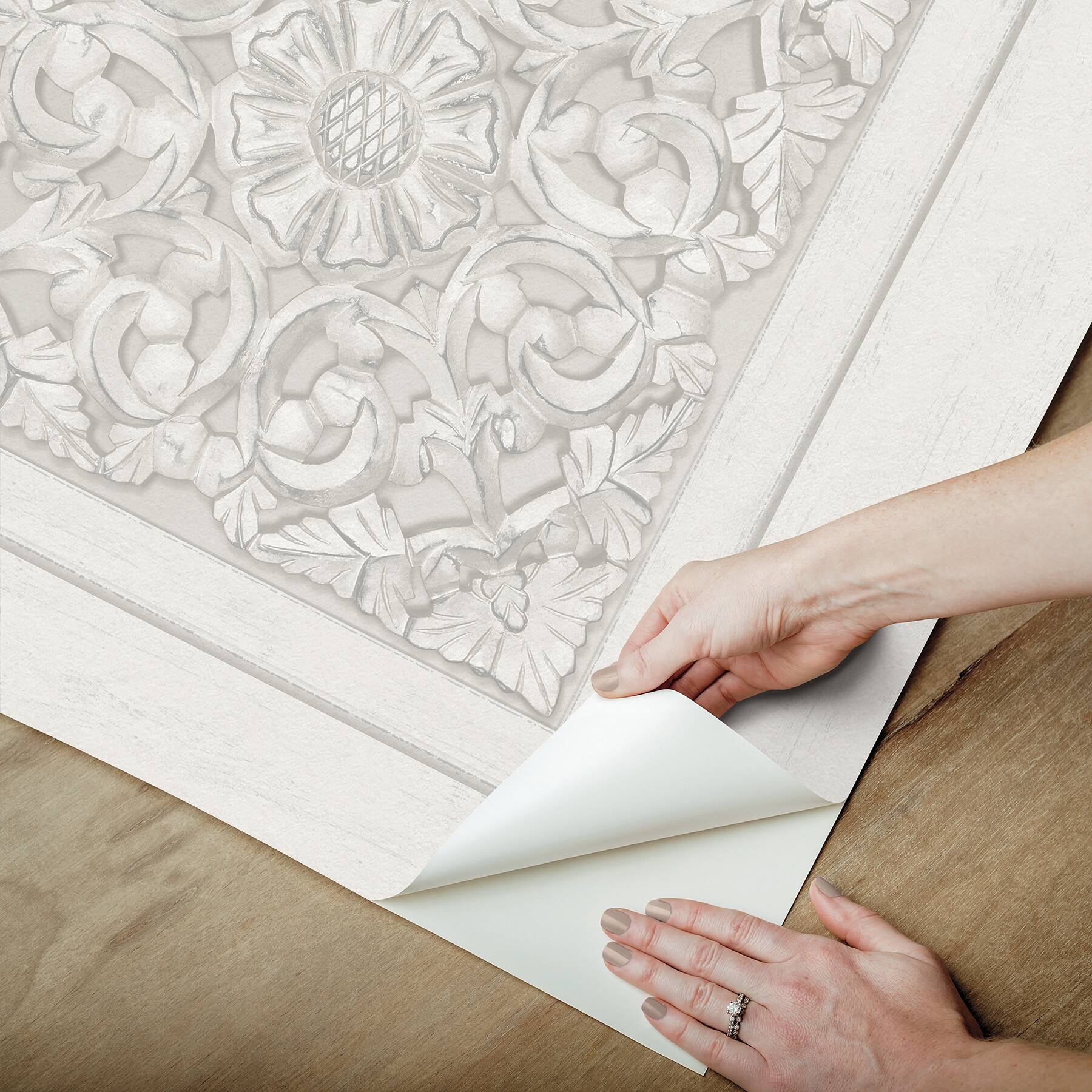 InHome Carved Floral Peel &#x26; Stick Wallpaper