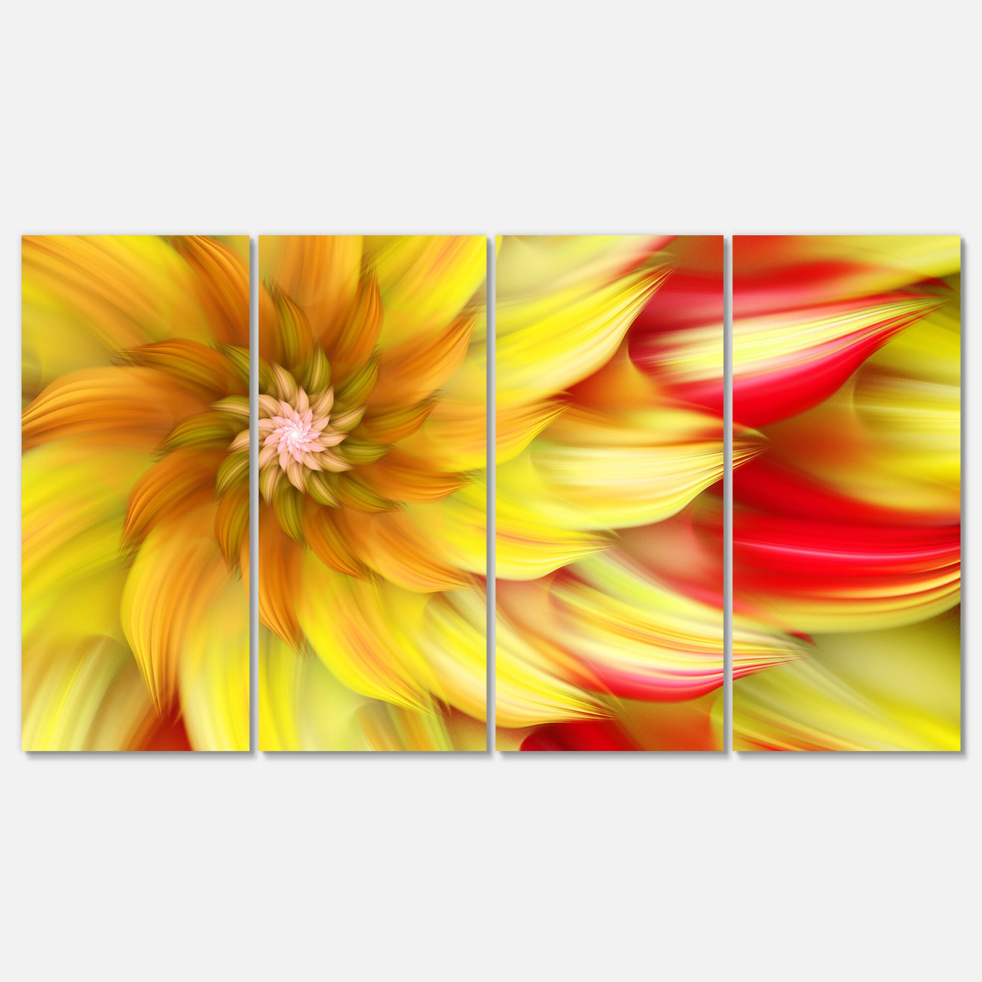 Designart - Rotating Yellow Red Fractal Flower