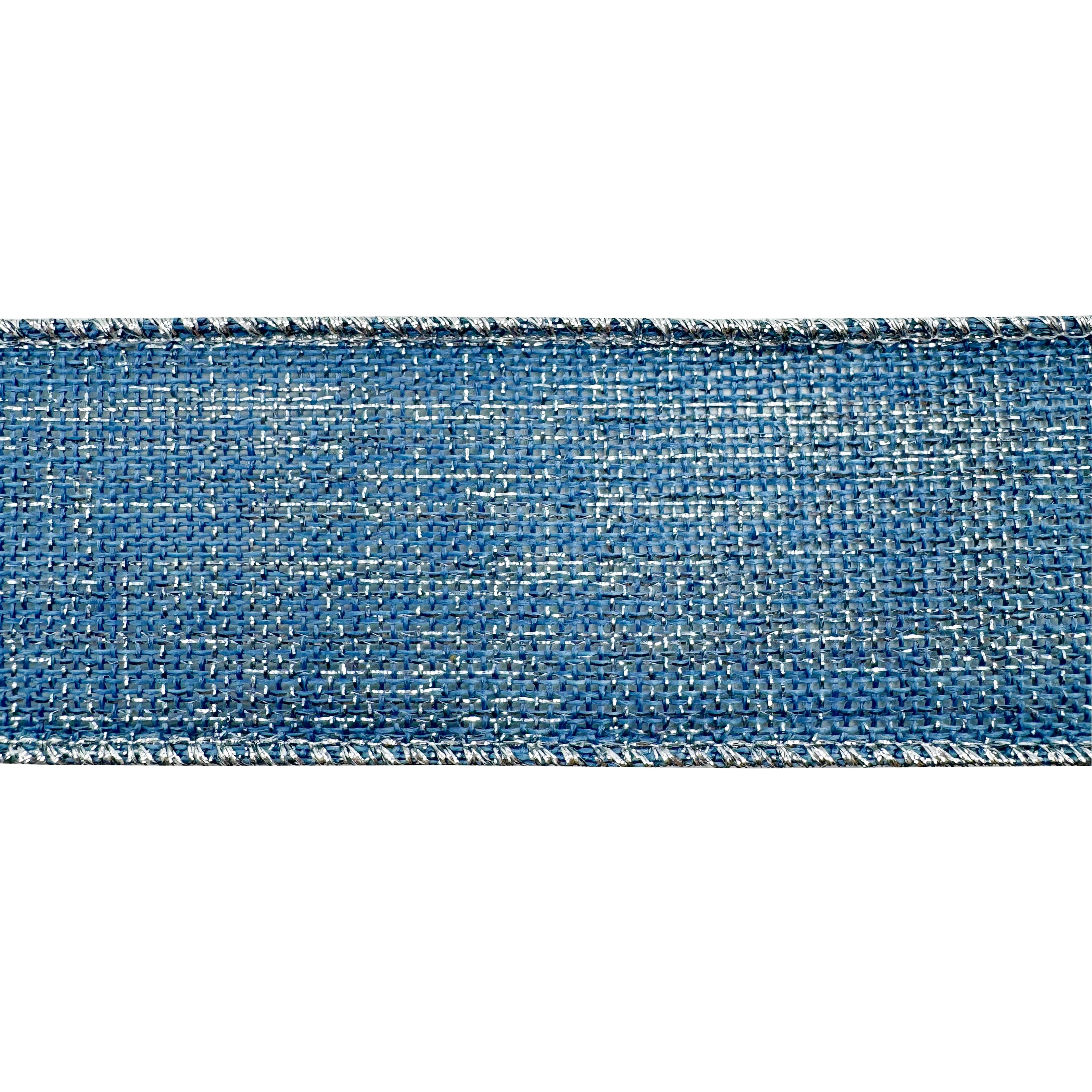 1.5" x 30ft. Light Blue & Silver Wired Faux Linen Ribbon by Celebrate It®