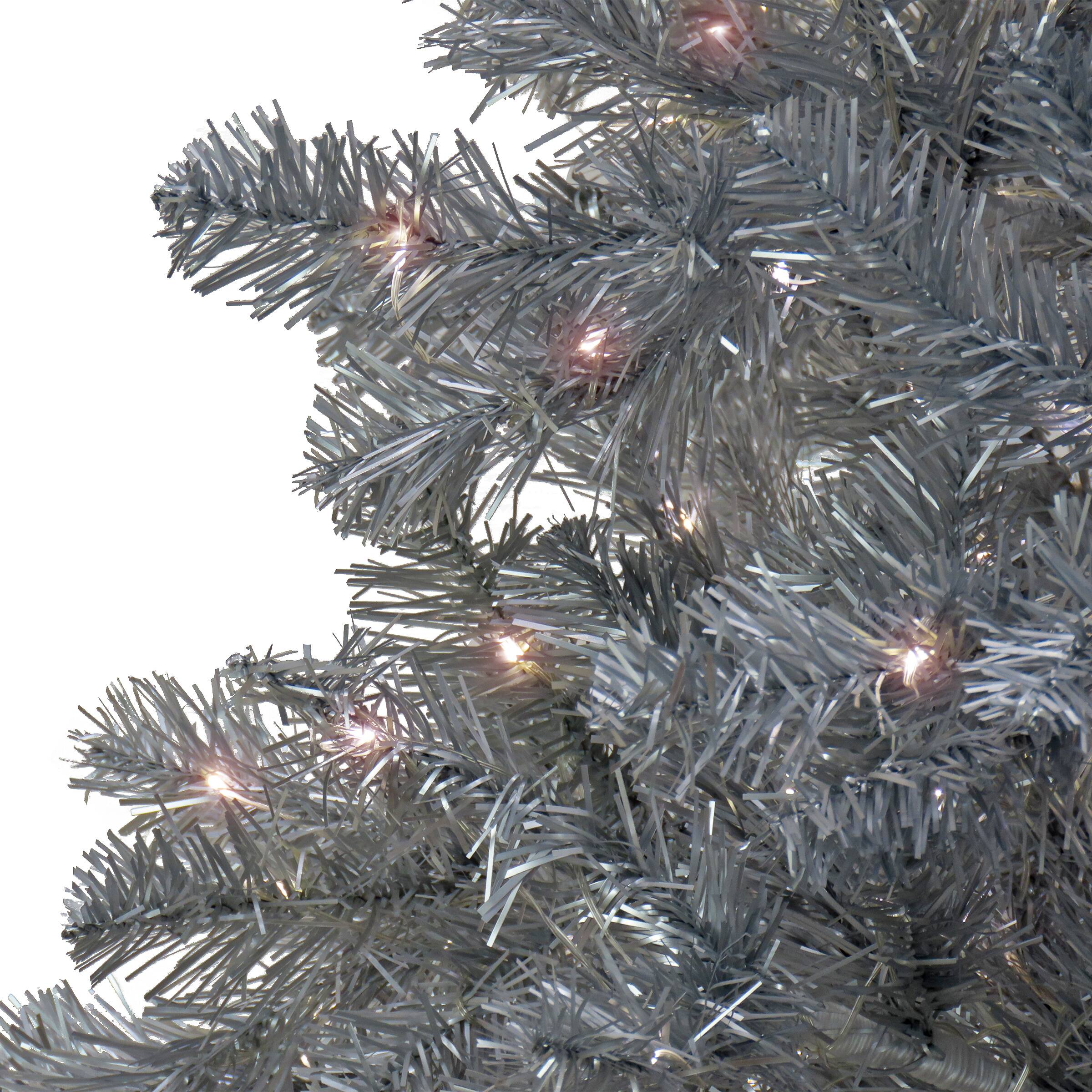 10ft. Pre-Lit Matte Silver Metallic Evergreen Artificial Christmas Tree