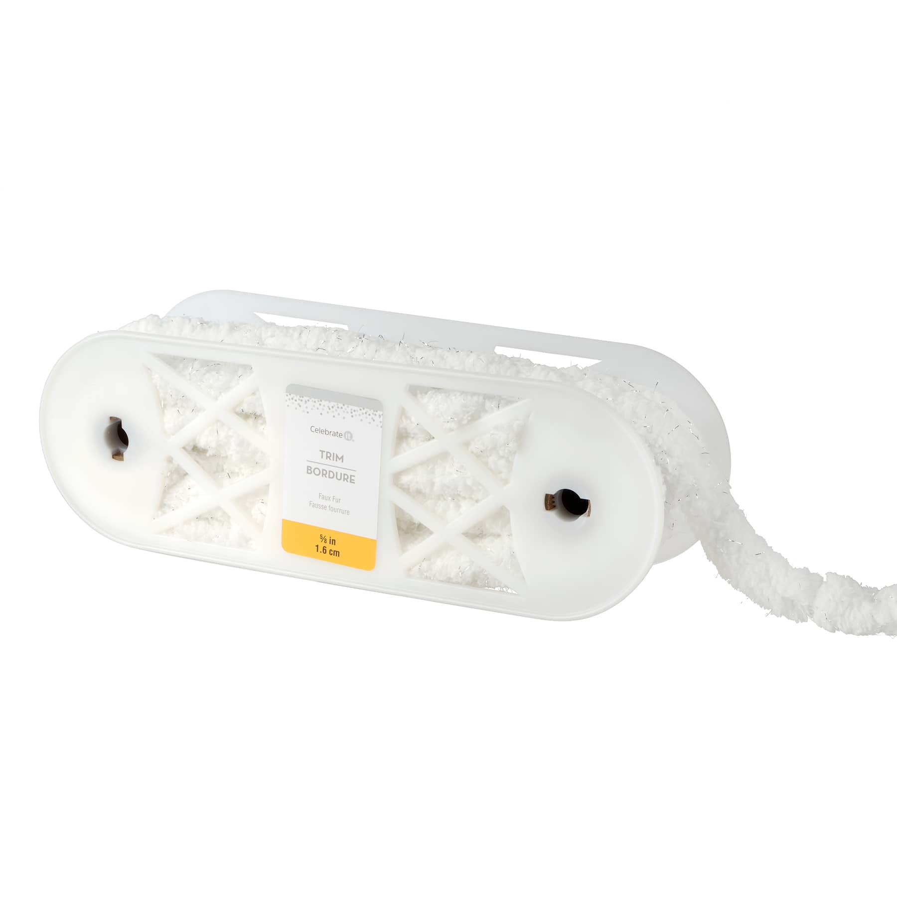 5/8&#x22; White &#x26; Silver Faux Fur Trim by Celebrate It&#xAE;