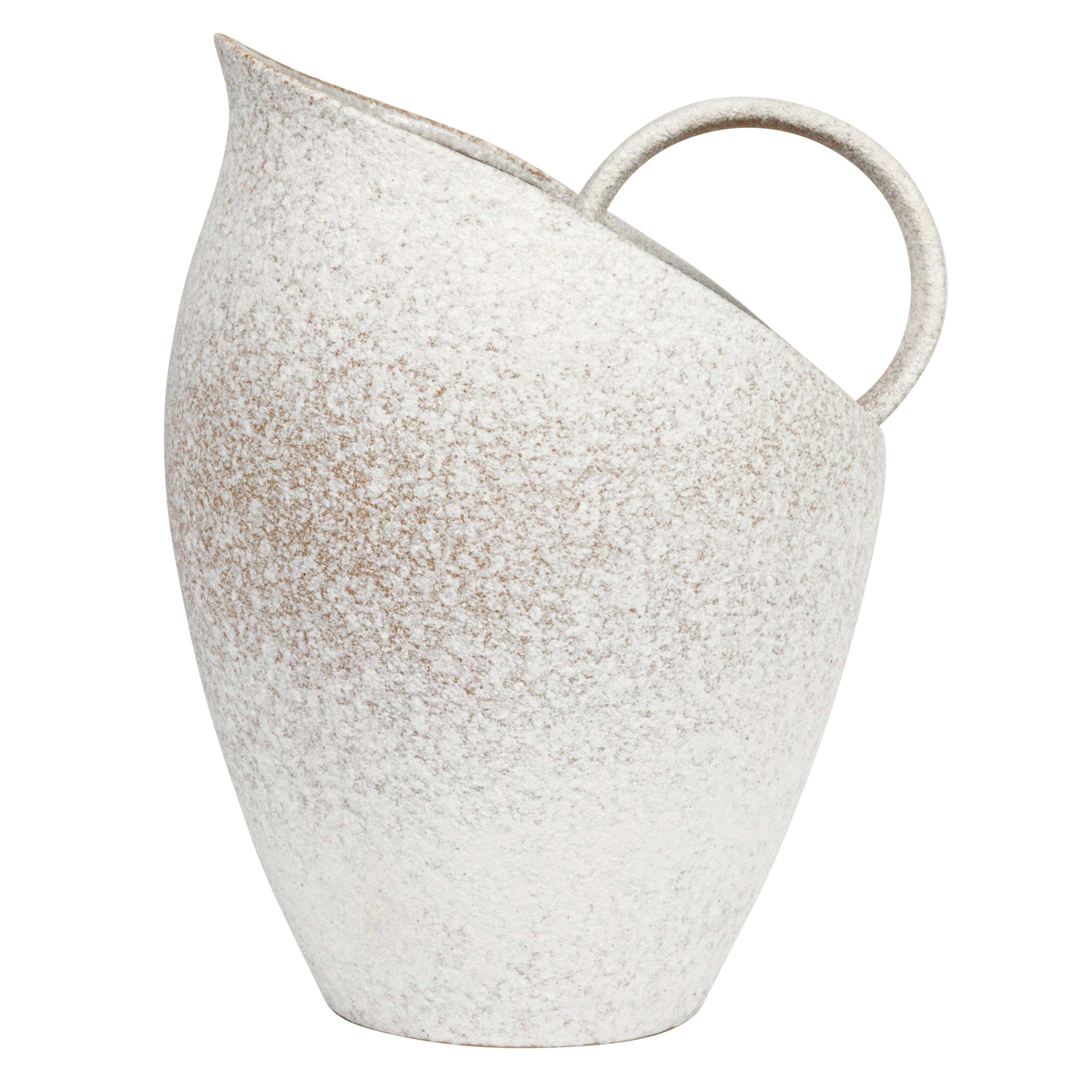 Hello Honey® 9" White Textured Stoneware Pitcher in Reactive Glaze