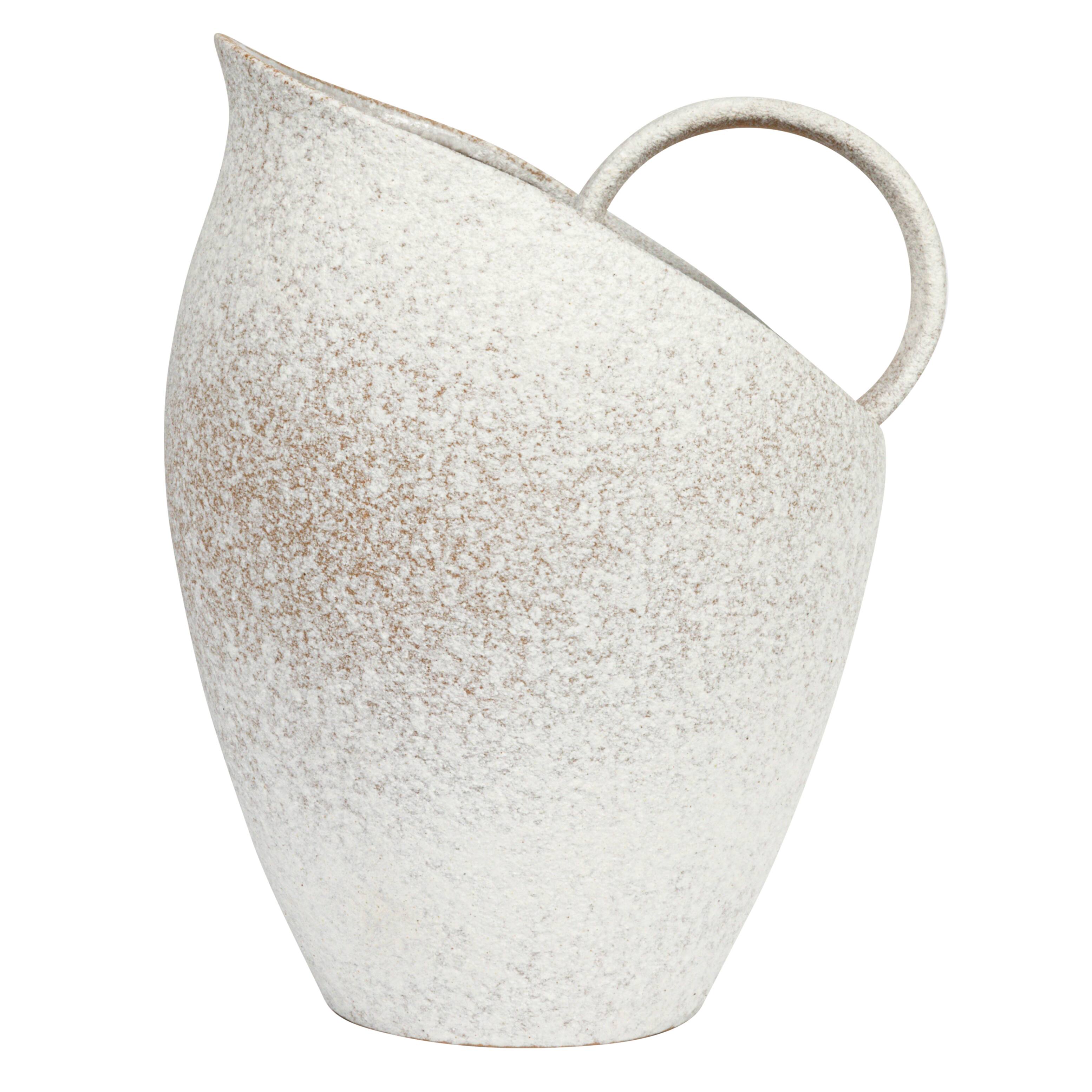 9&#x22; White Textured Stoneware Pitcher in Reactive Glaze