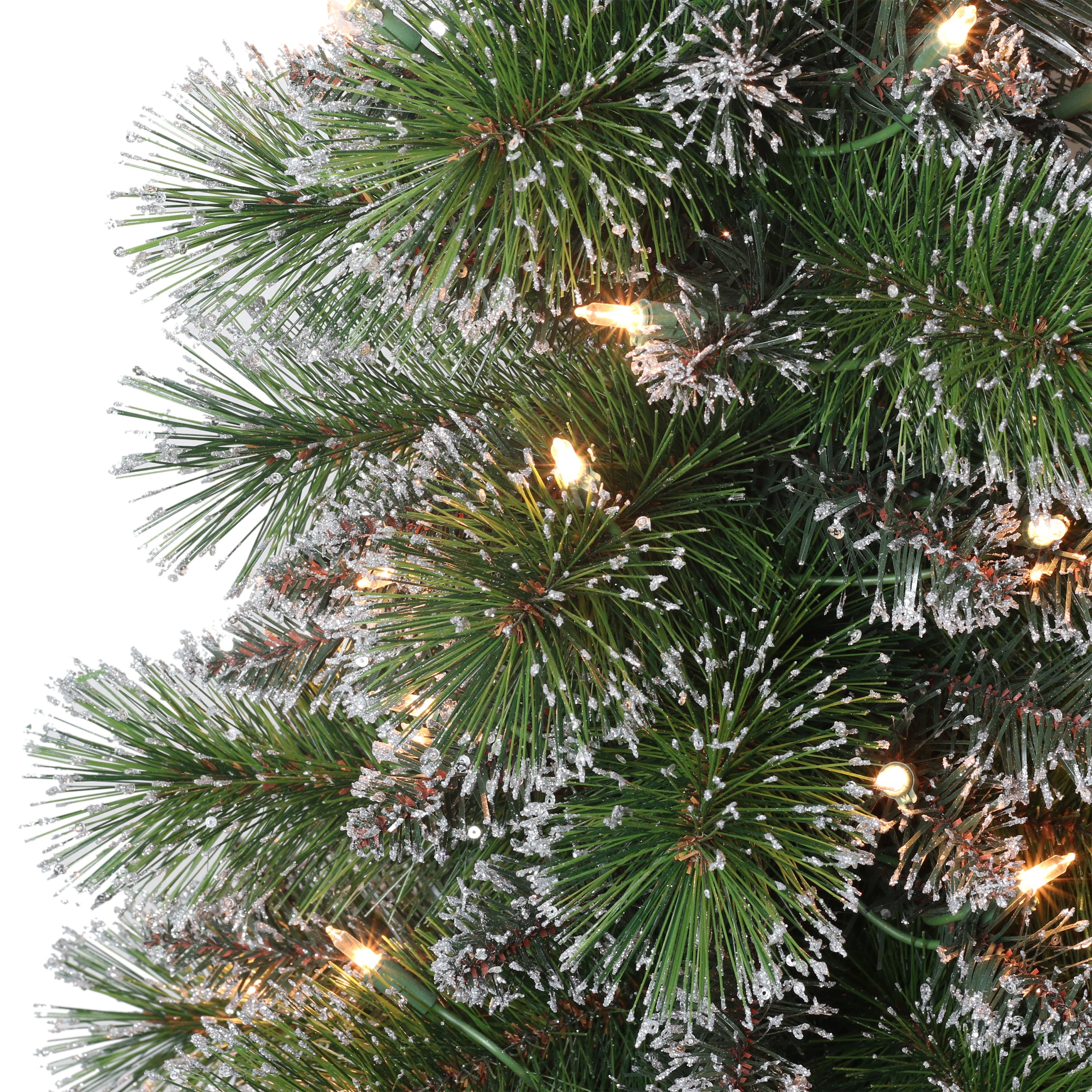 4ft. Pre-Lit Glitter Artificial Christmas Tree in Planter, Clear Lights