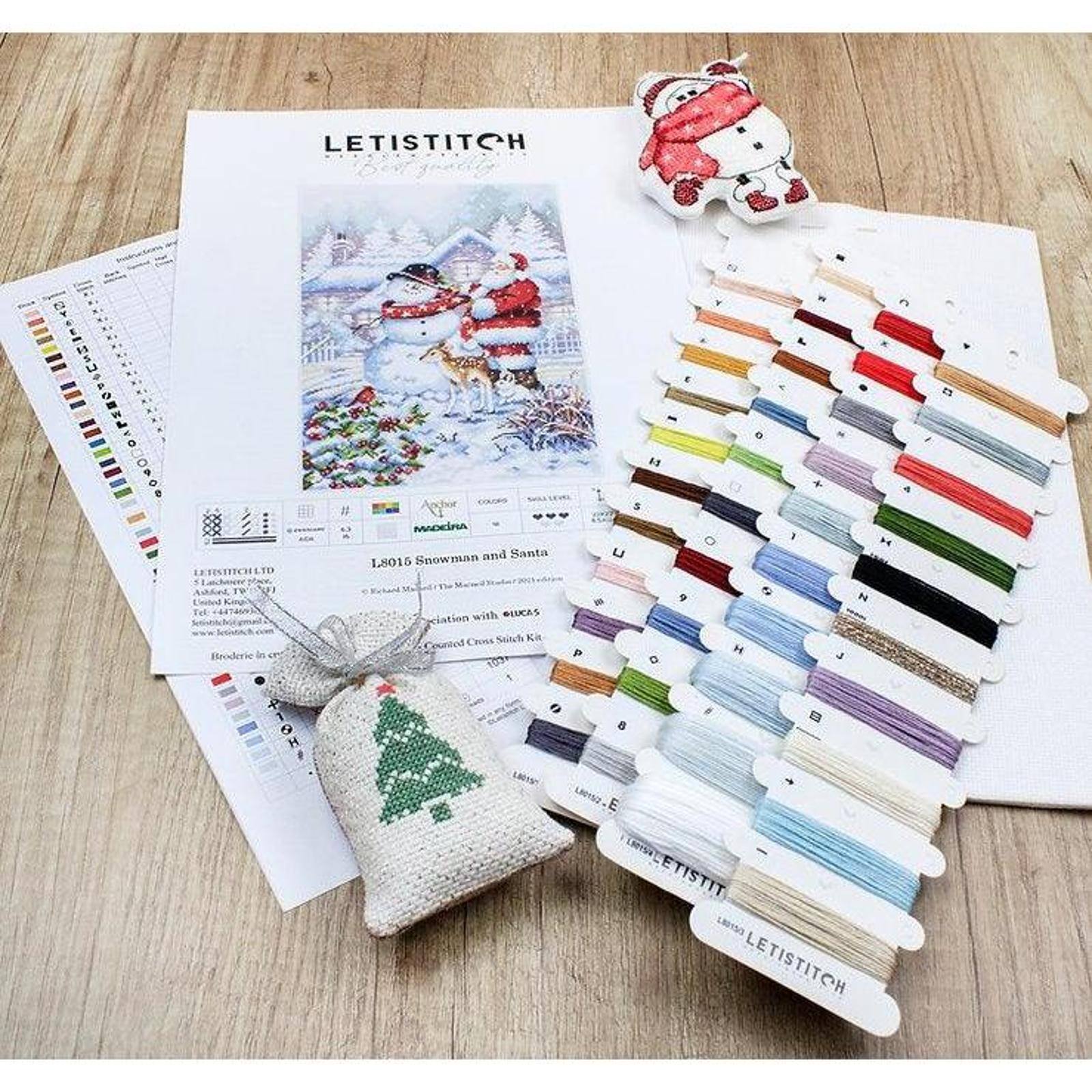 Letistitch Snowman And Santa Counted Cross Stitch Kit