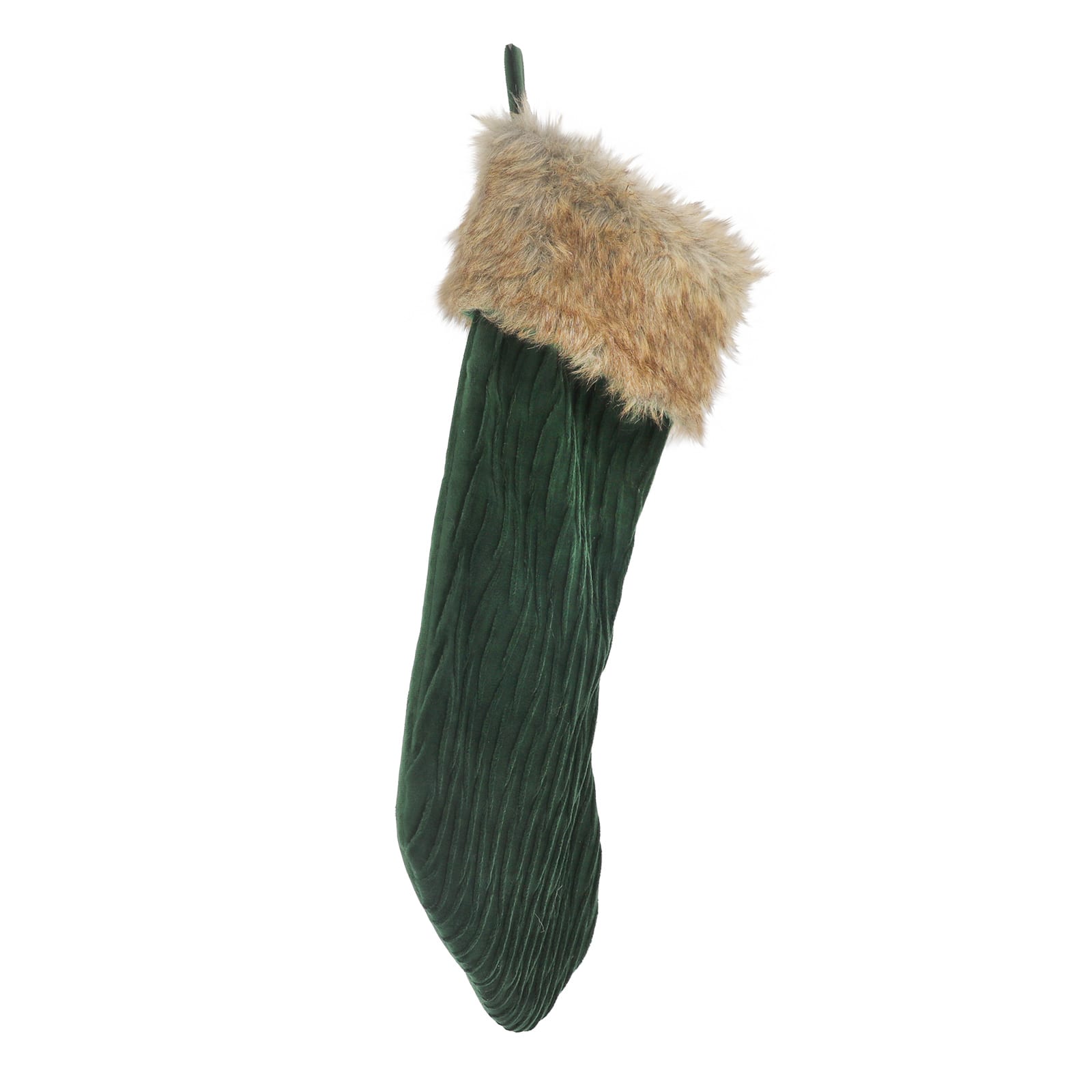 18&#x22; Green Cable Knit Stocking with Faux Fur Trim by Ashland&#xAE;