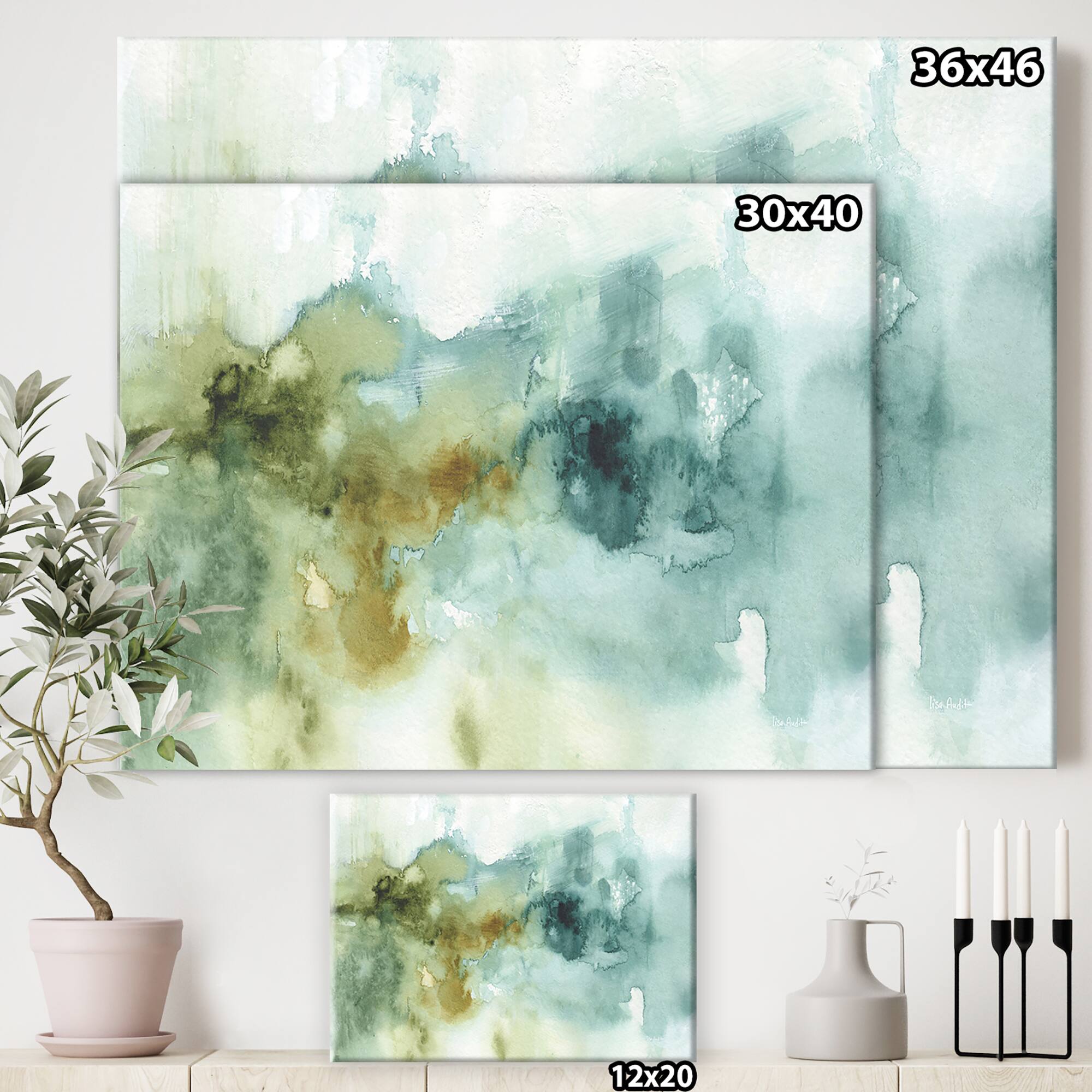 Designart - Abstract Watercolor Green House - Modern & Contemporary Canvas Art