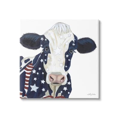 Stupell Industries Country Americana Cow Flag Pattern Canvas Wall Art in Blue | 36" x 36" | Michaels®