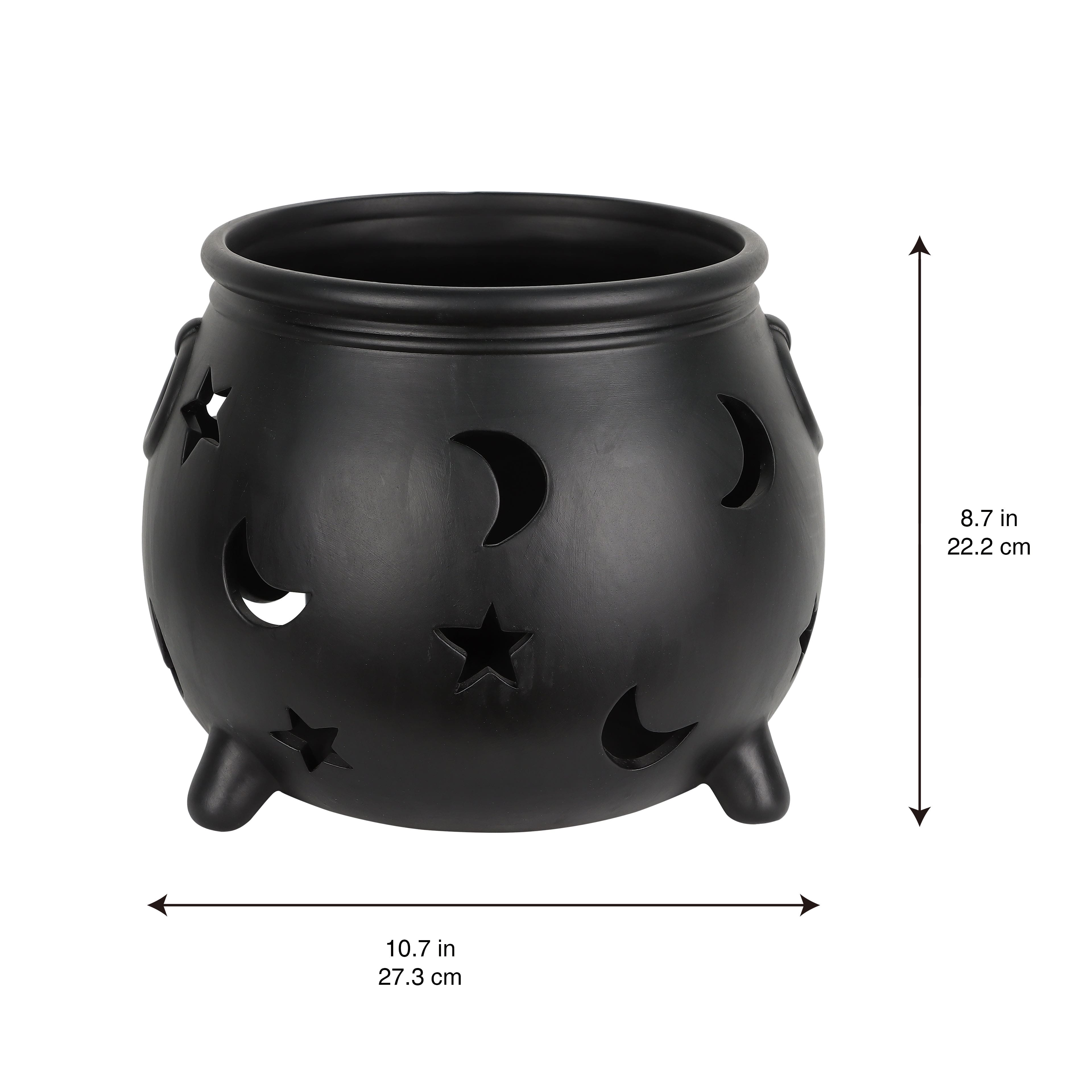 10.75&#x22; Black Moon &#x26; Stars Cauldron Ceramic Candle Holder by Ashland&#xAE;