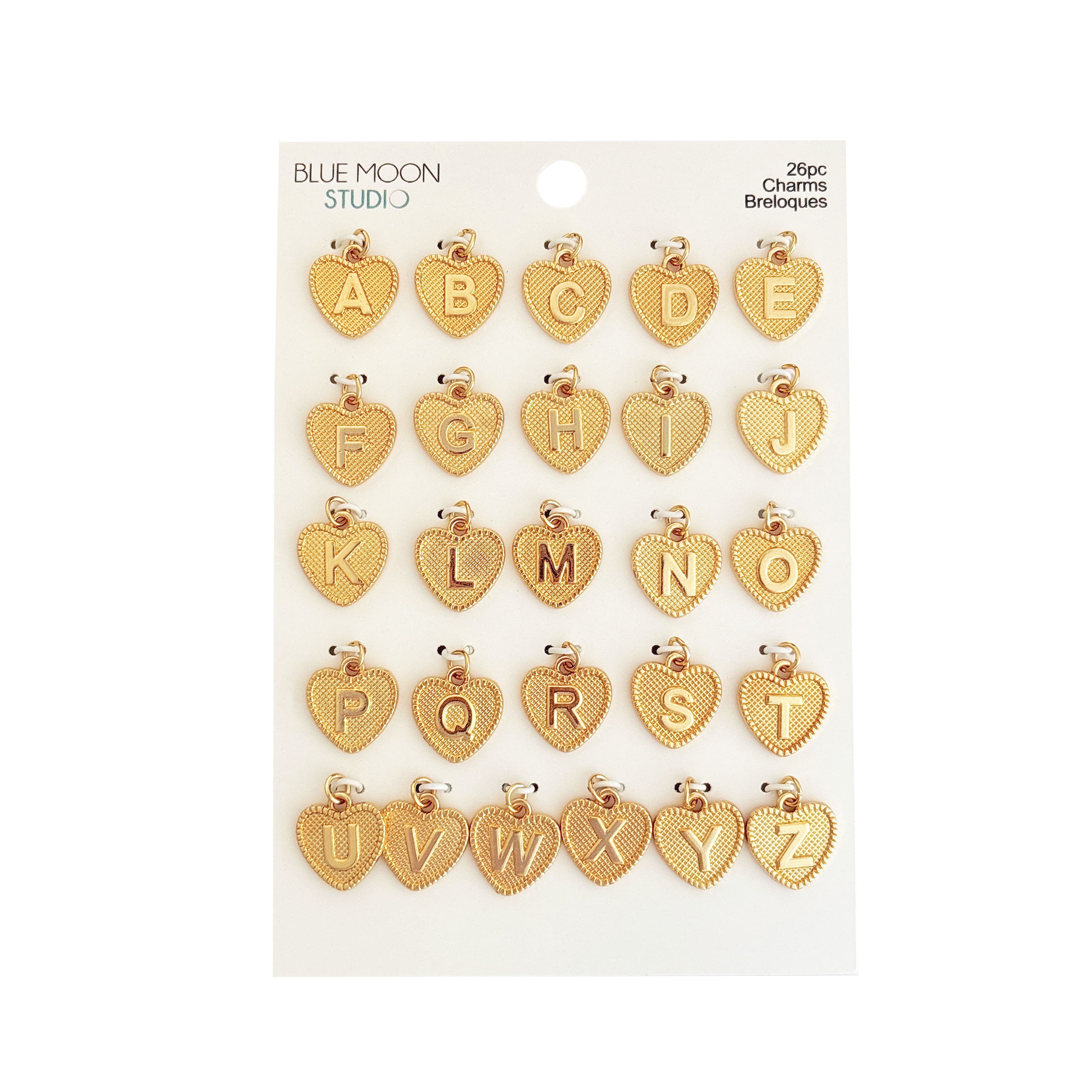 Blue Moon Studio™ Gold-Colored Heart Alphabet Charm Set
