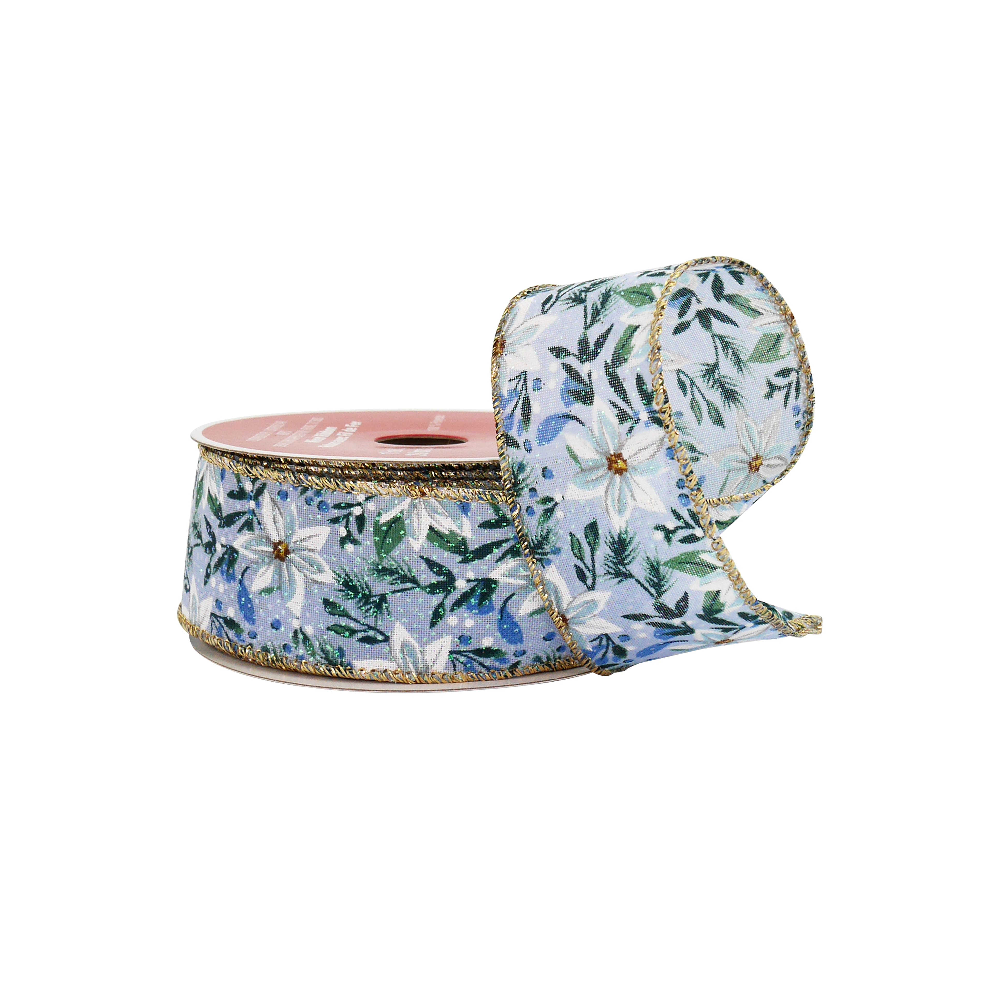 1.5&#x22; x 30ft. Light Blue Floral Wired Taffeta Ribbon by Celebrate It&#xAE;