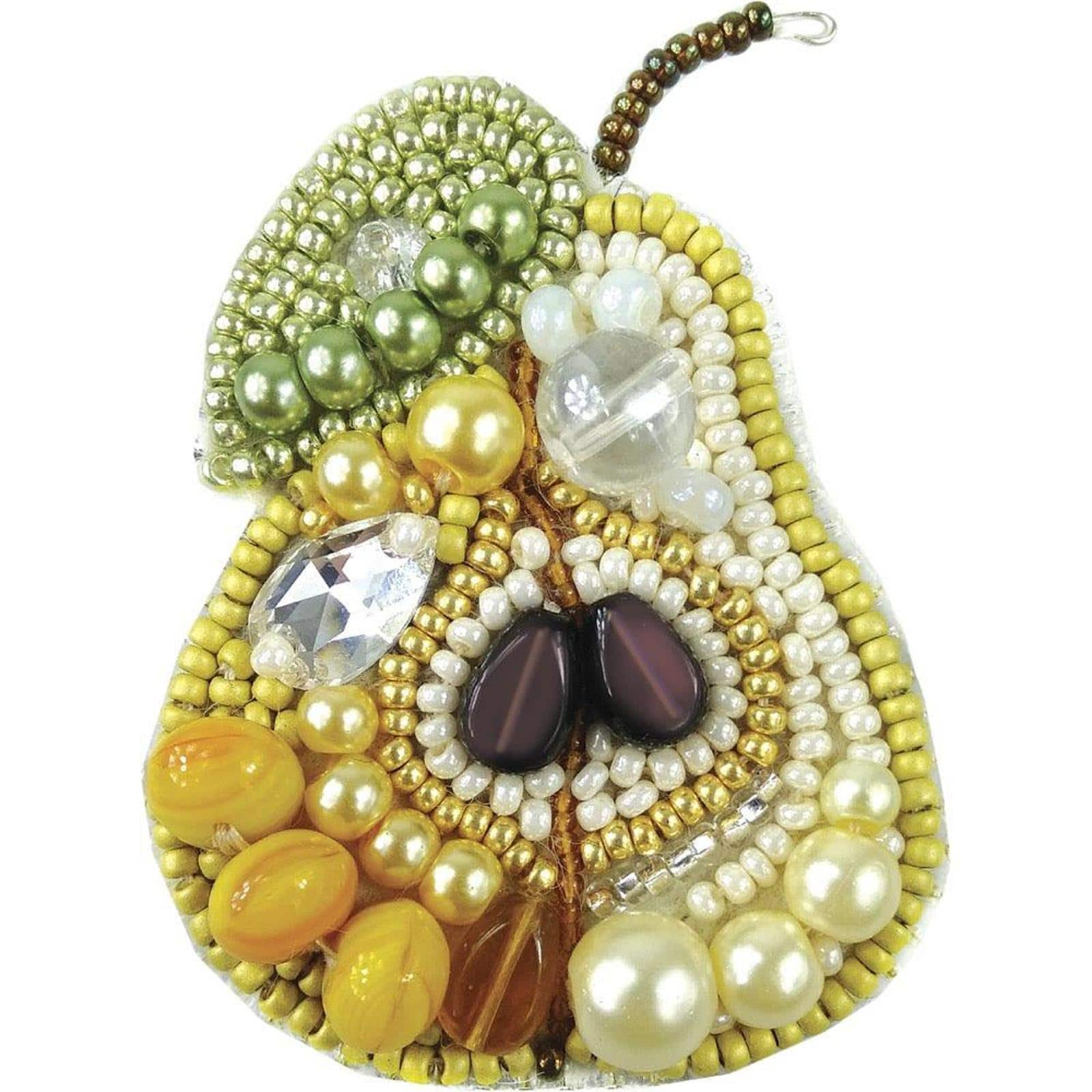 Crystal Art Beadwork Kit For Creating Brooch Pear