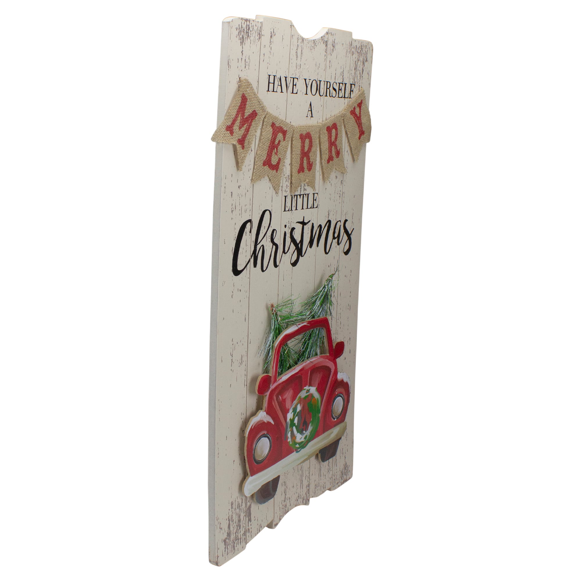 24" Lighted Merry Little Christmas Vintage Red Truck Wall Sign