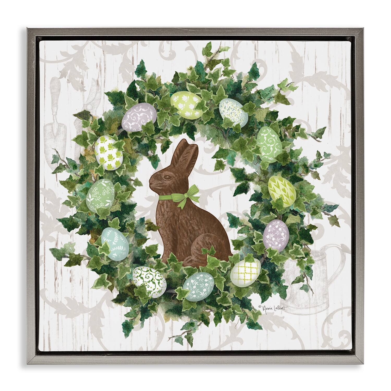Stupell Industries Spring Easter Egg Wreath Floater Framed Art