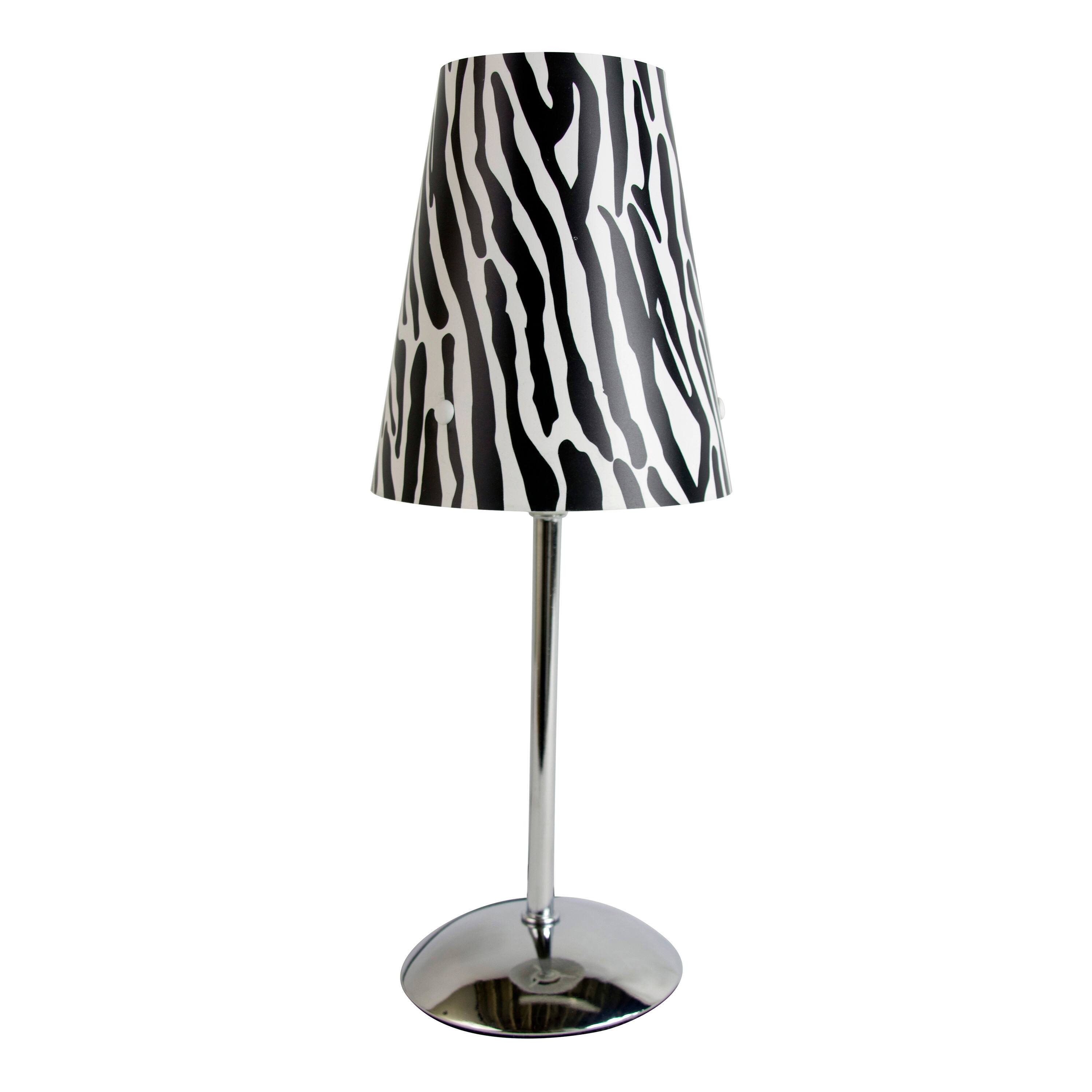 LimeLights 12.5" Silver Plastic Zebra Print Table Lamp