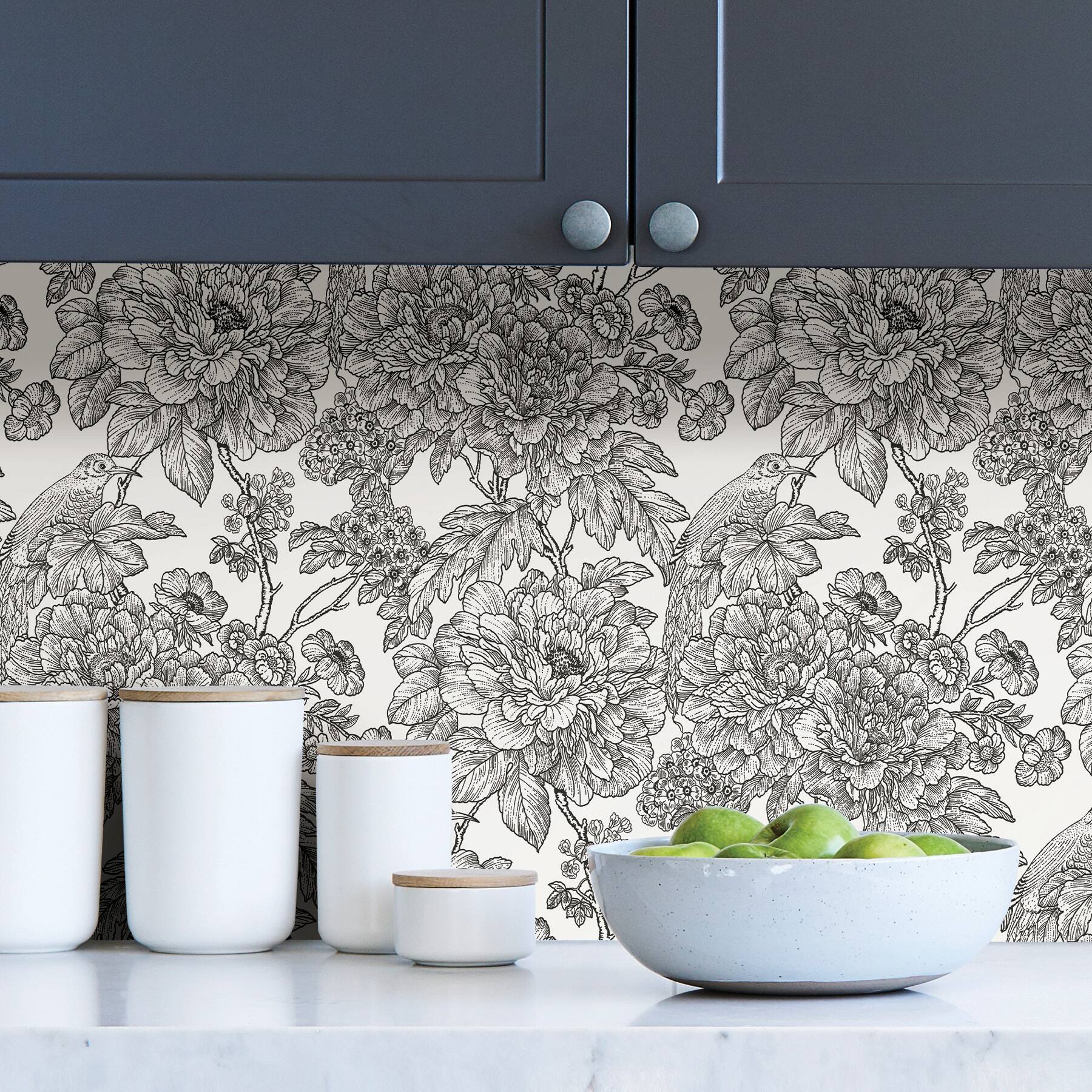NuWallpaper Black &#x26; White Sudbury Peel &#x26; Stick Wallpaper