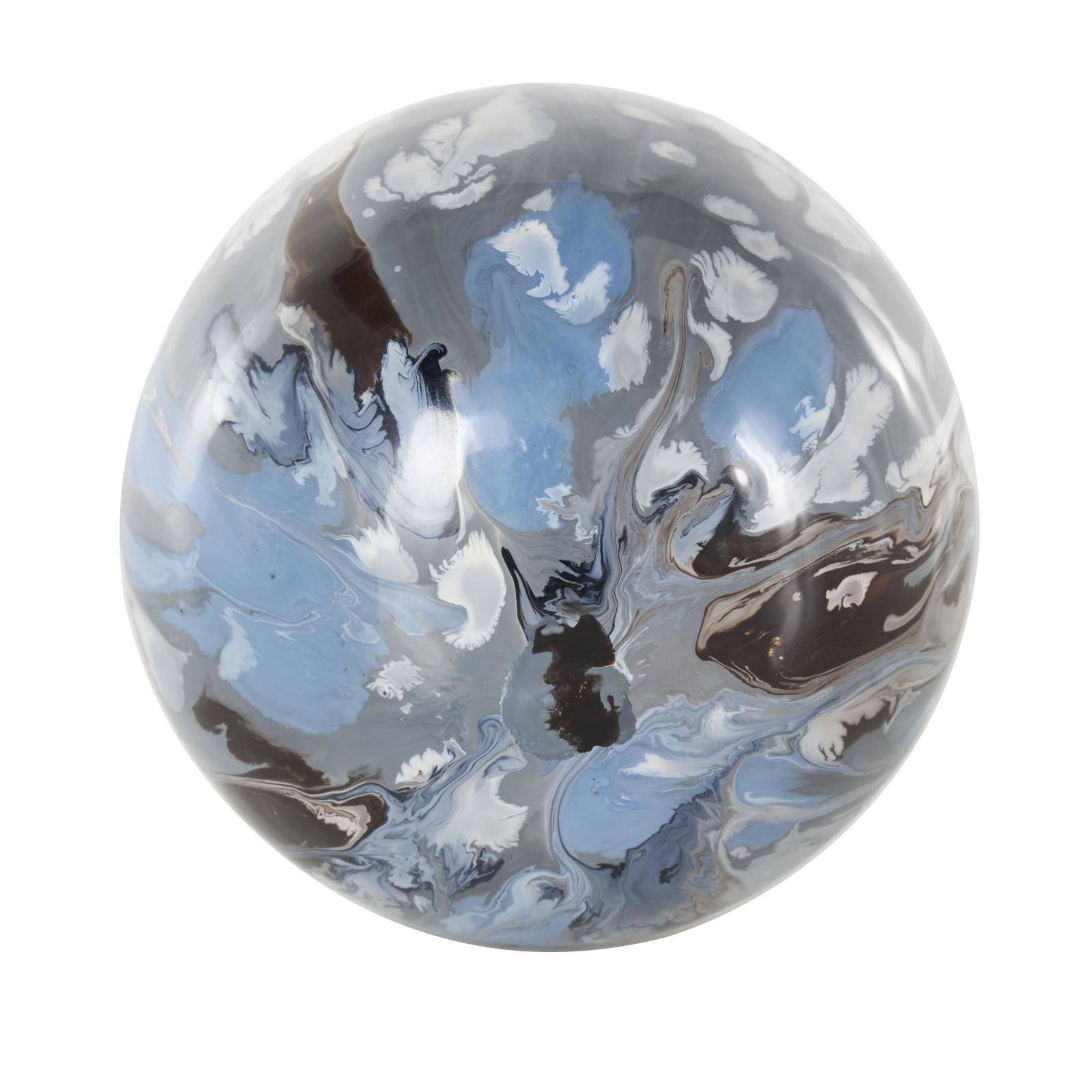 Blue, Brown &#x26; Cream Metal Abstract Swirl Orbs &#x26; Vase Filler Set