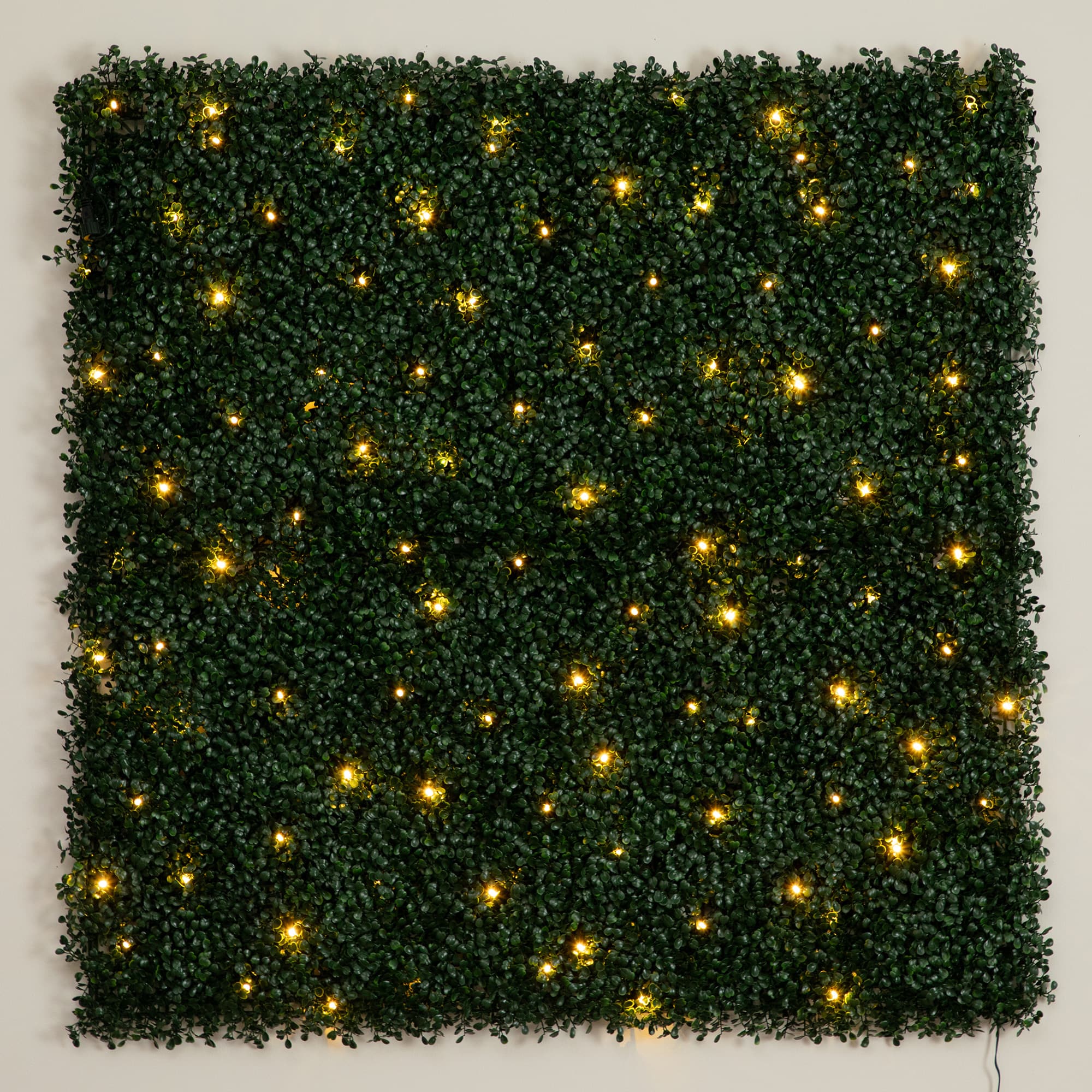 40&#x22; Pre-Lit Warm White LED Boxwood Artificial Living Wall Panel
