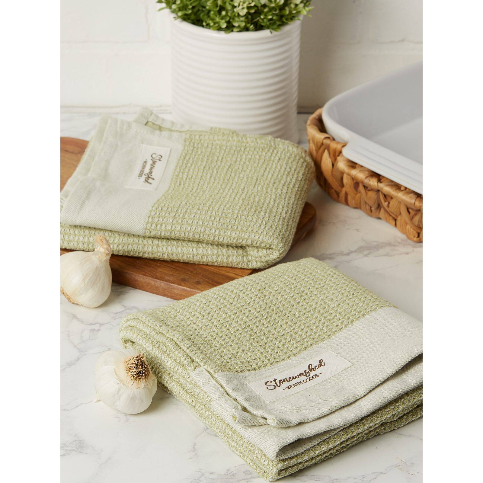 DII® Fresh Pear Washed Waffle Woven Dishtowels, 2ct.