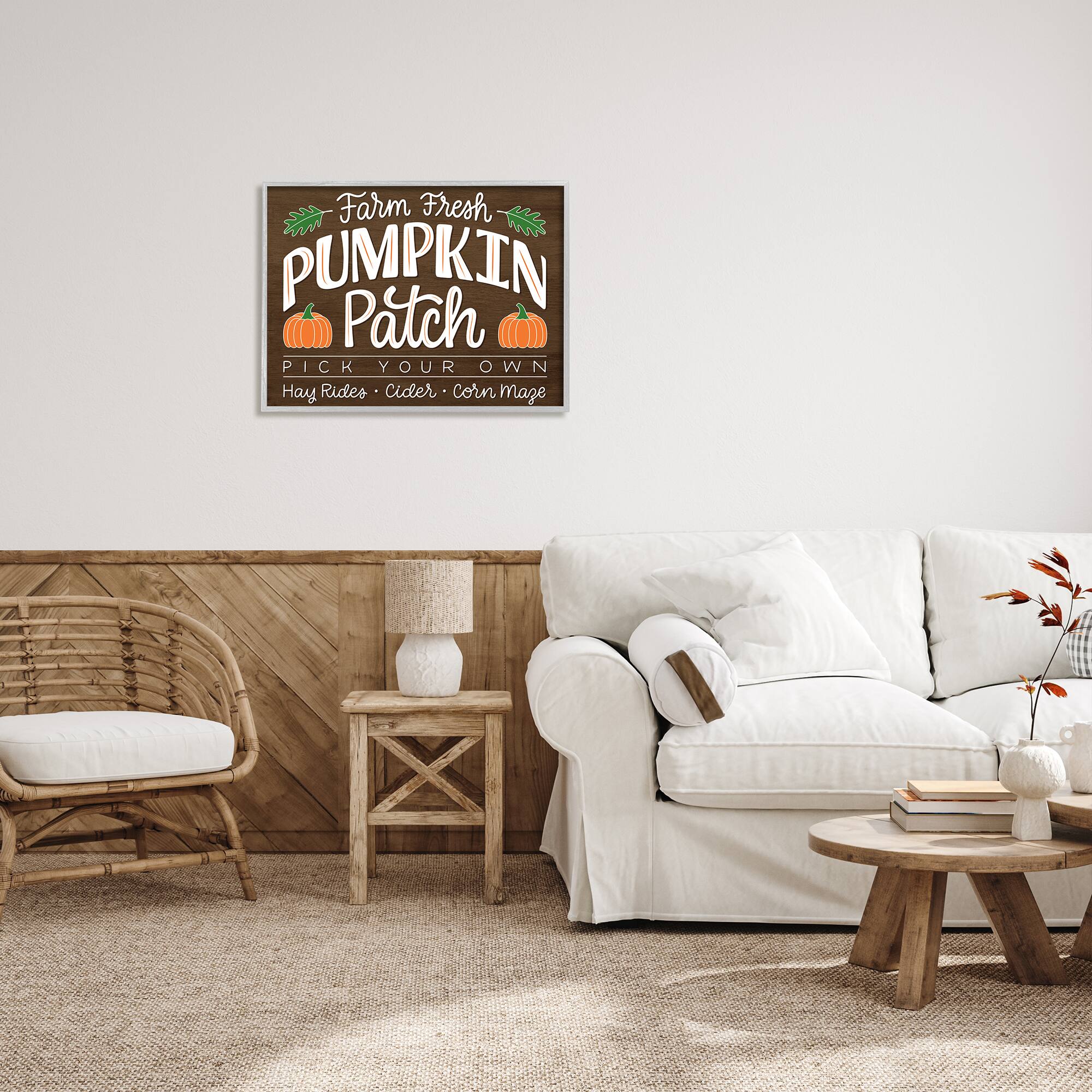 Stupell Industries Farm Fresh Pumpkin Patch Sign Framed Giclee Art