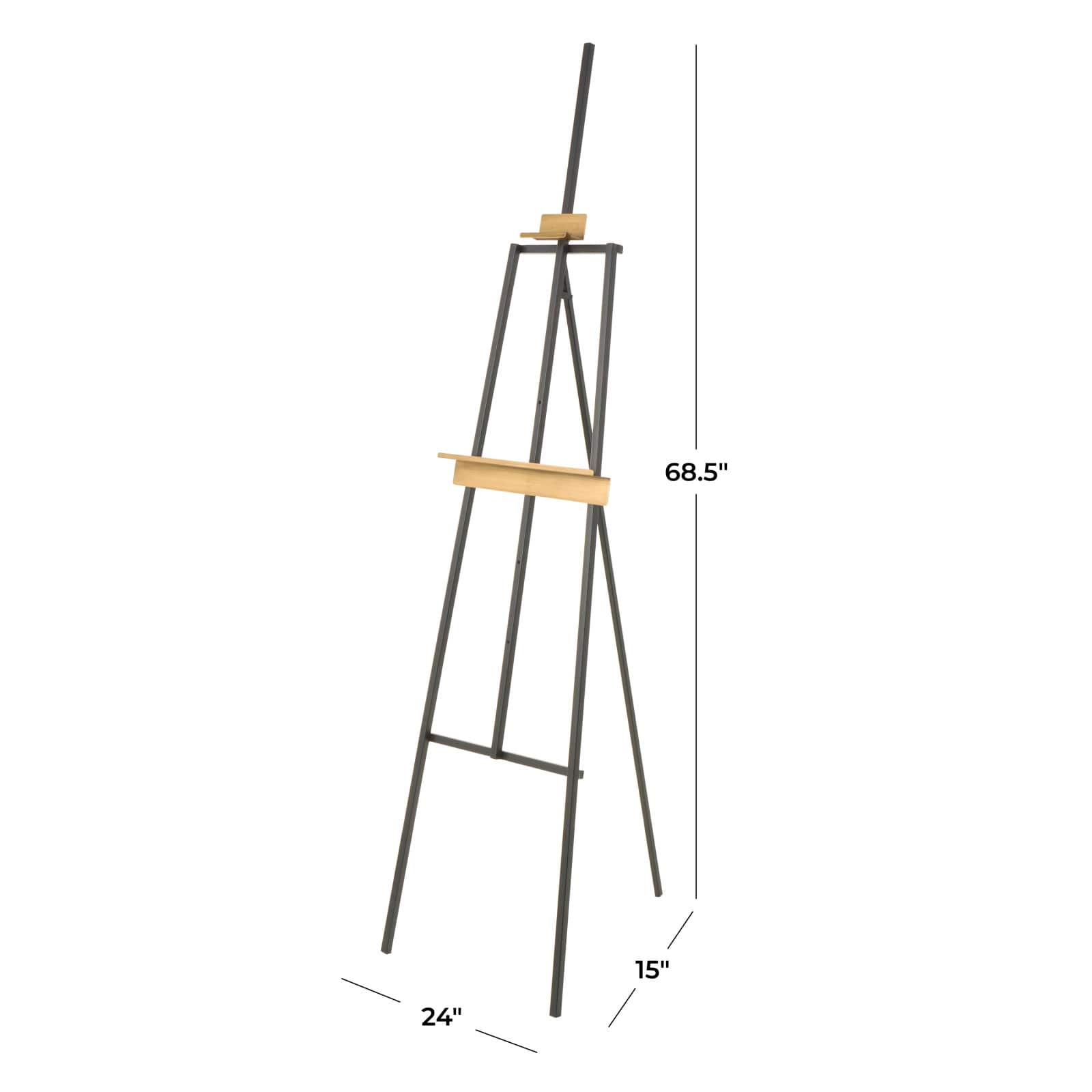 68.5&#x22; Black Metal Painter&#x27;s Inspired 4-Tier Display Easel with Gold Accents