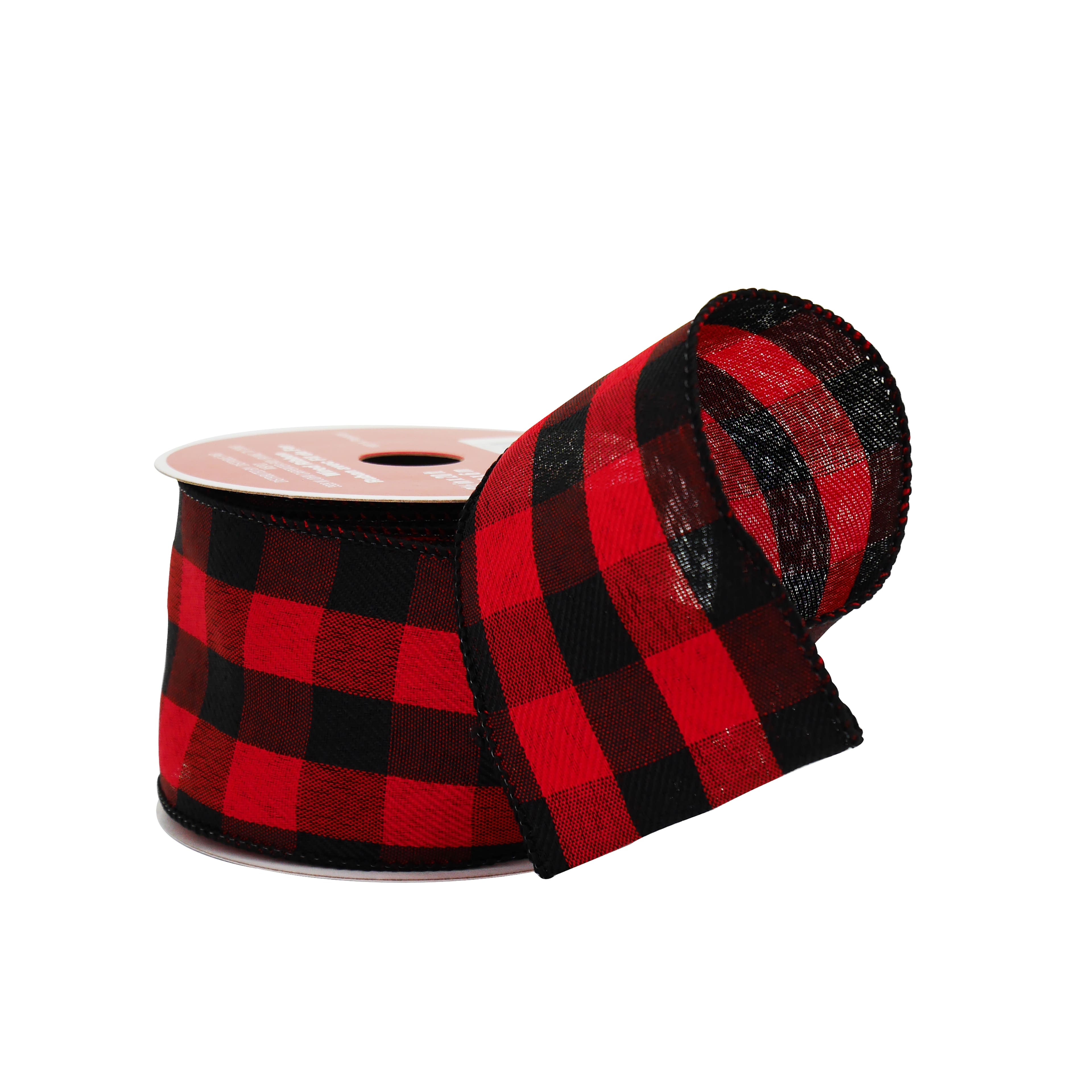 2.5&#x22; x 20ft. Red &#x26; Black Buffalo Check Wired Ribbon by Celebrate It&#xAE;