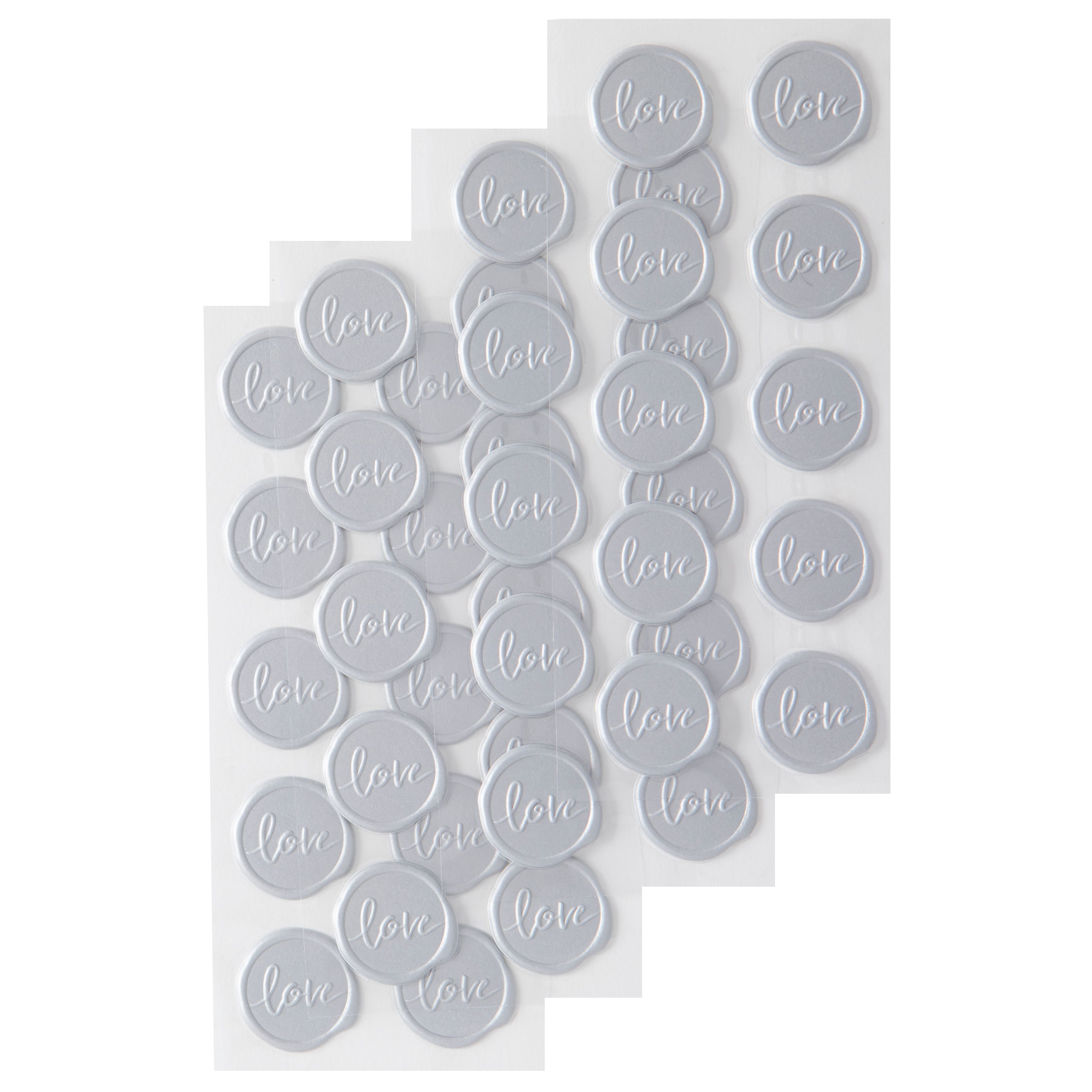 12 Packs: 40 ct. (480 total) Silver Love Faux Wax Envelope Seals by Recollections&#x2122;