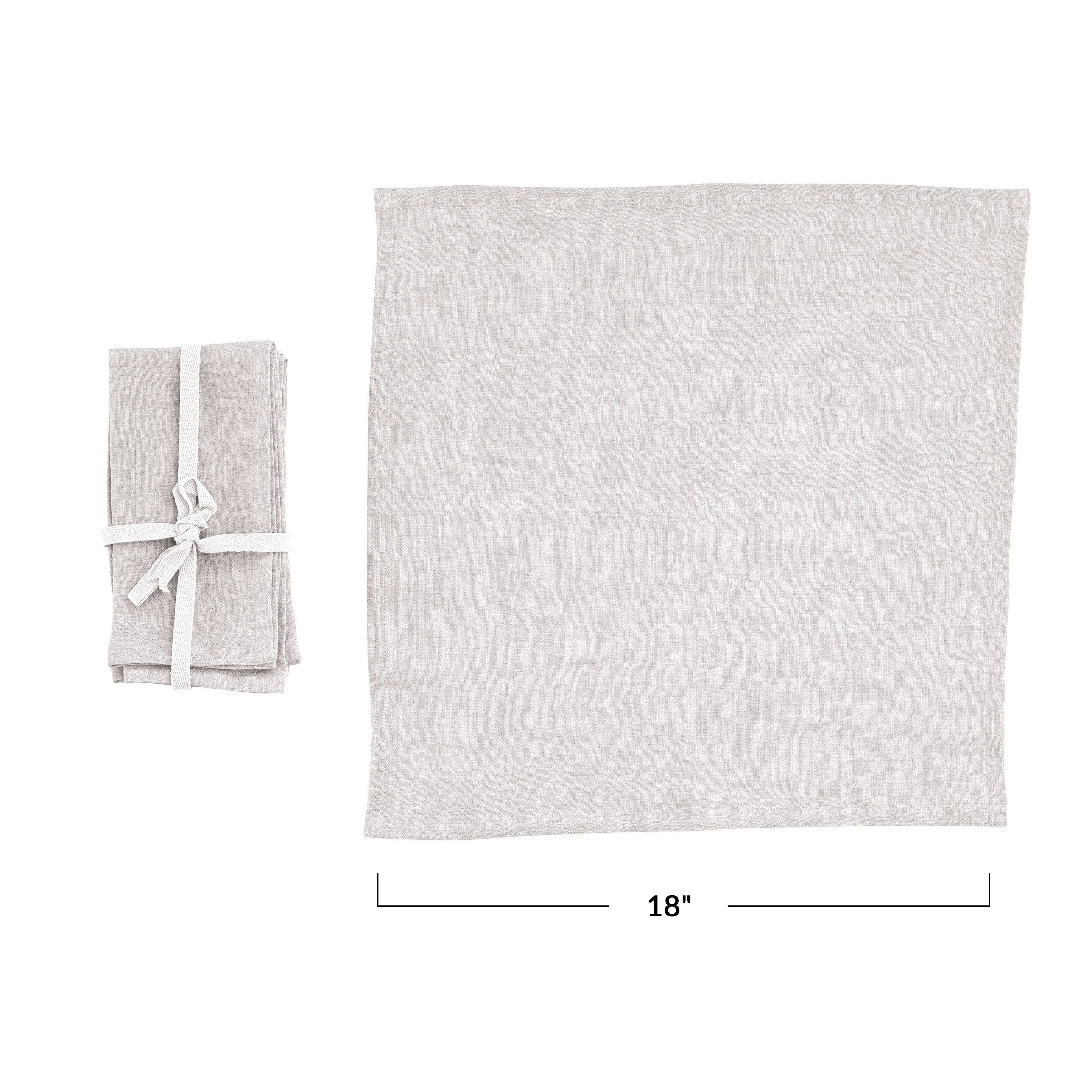 Hello Honey&#xAE; 18&#x22; Square Stonewashed Linen Dinner Napkins, 4ct.
