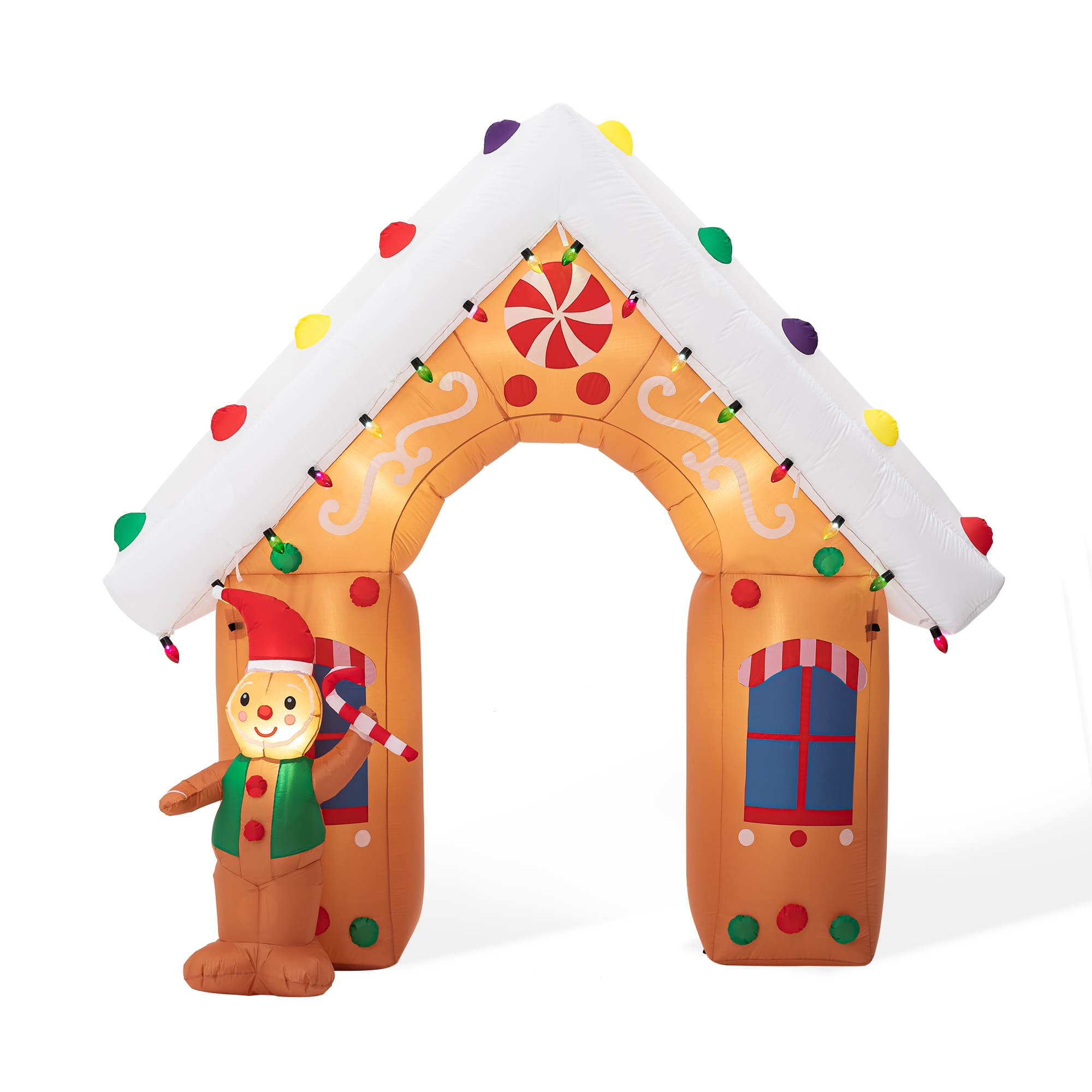 Glitzhome&#xAE; 8ft. LED Lighted Gingerbread House Inflatable D&#xE9;cor