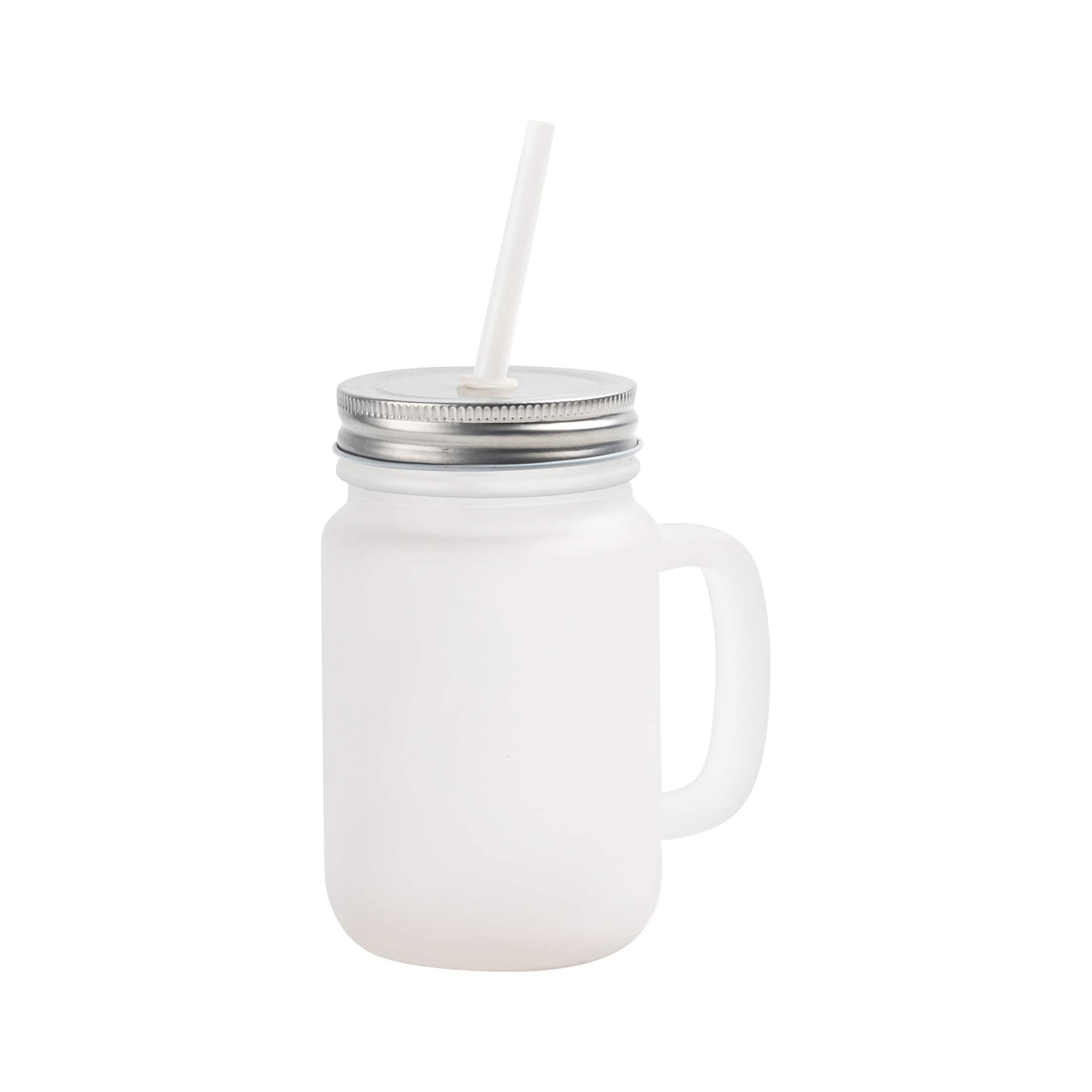 Craft Express 12oz. Frosted White Mason Jar Cup With Straw, 4ct.