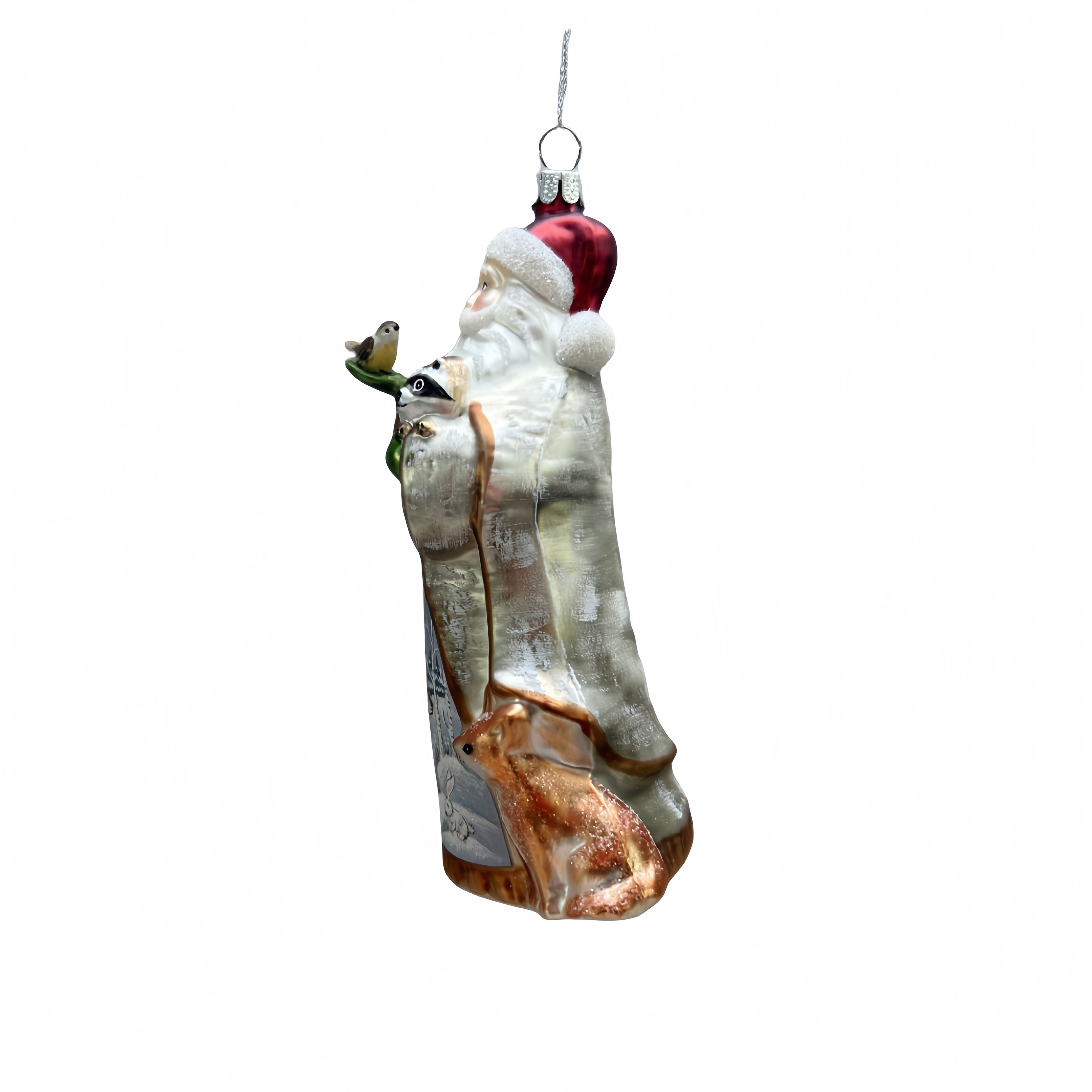 5.75&#x22; Santa with Racoon Glass Ornament by Ashland&#xAE;